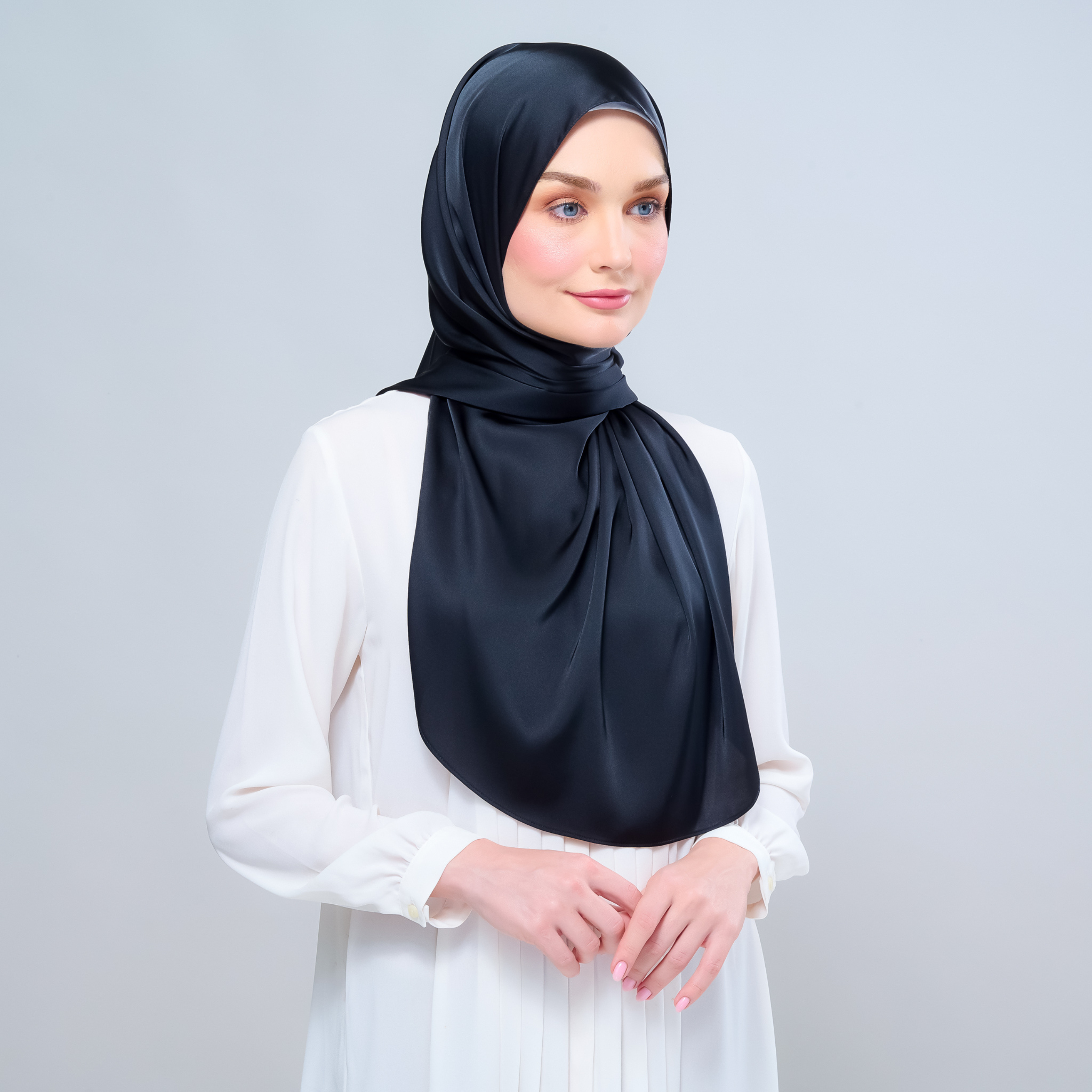 Instant Tag 'n Go Satin Silk Shawl - Pitch Black