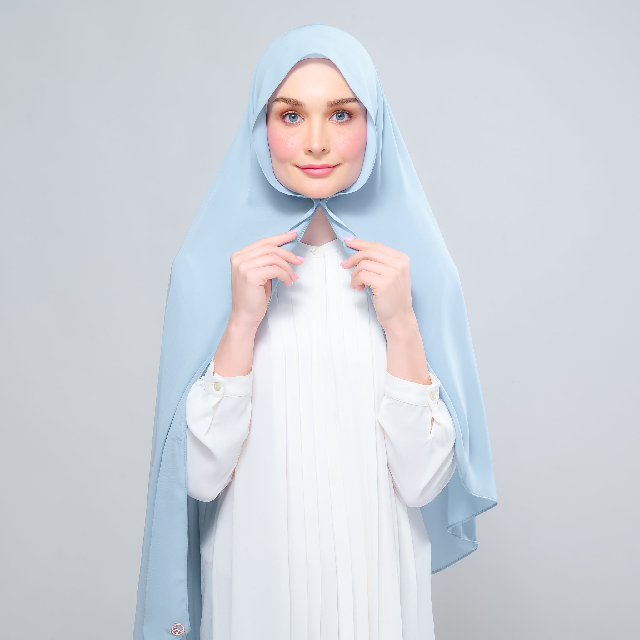 Instant Tag 'n Go Chiffon Silk Shawl - Dusty Blue