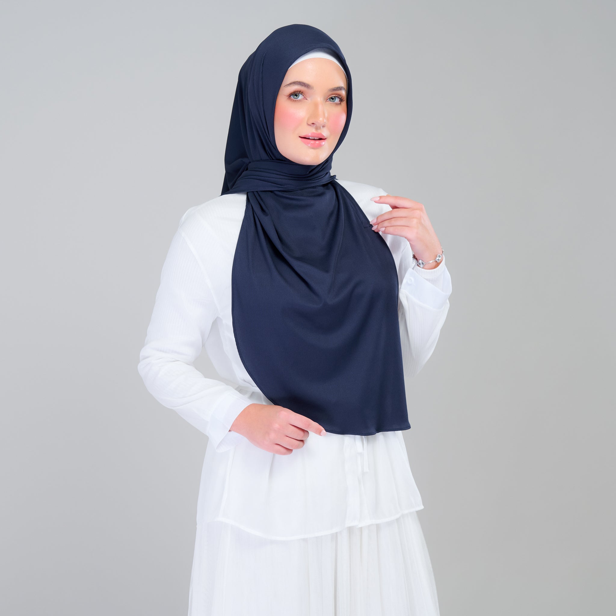 Instant Tag 'n Go Ribbed Jersey Shawl - Deep Blue