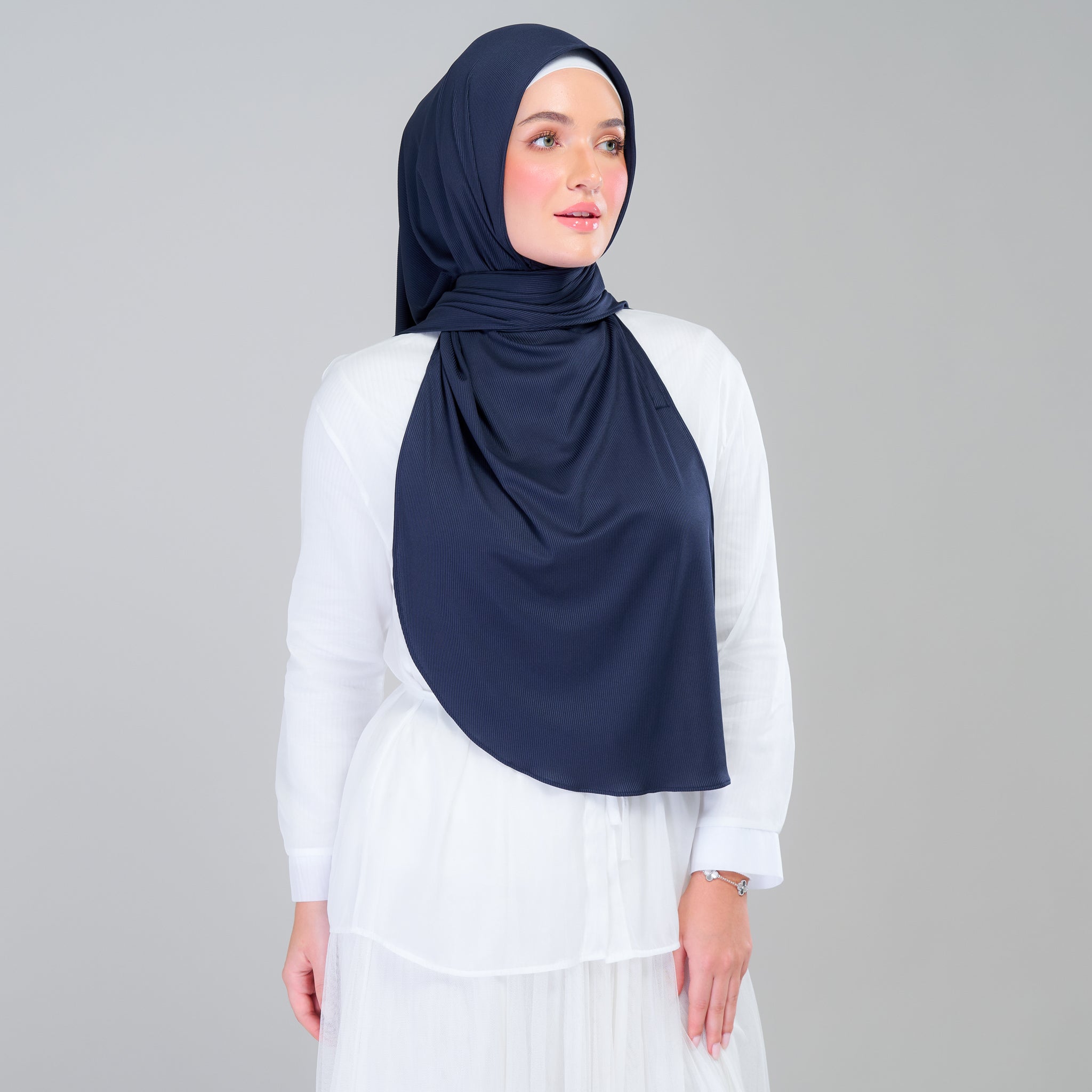 Instant Tag 'n Go Ribbed Jersey Shawl - Deep Blue