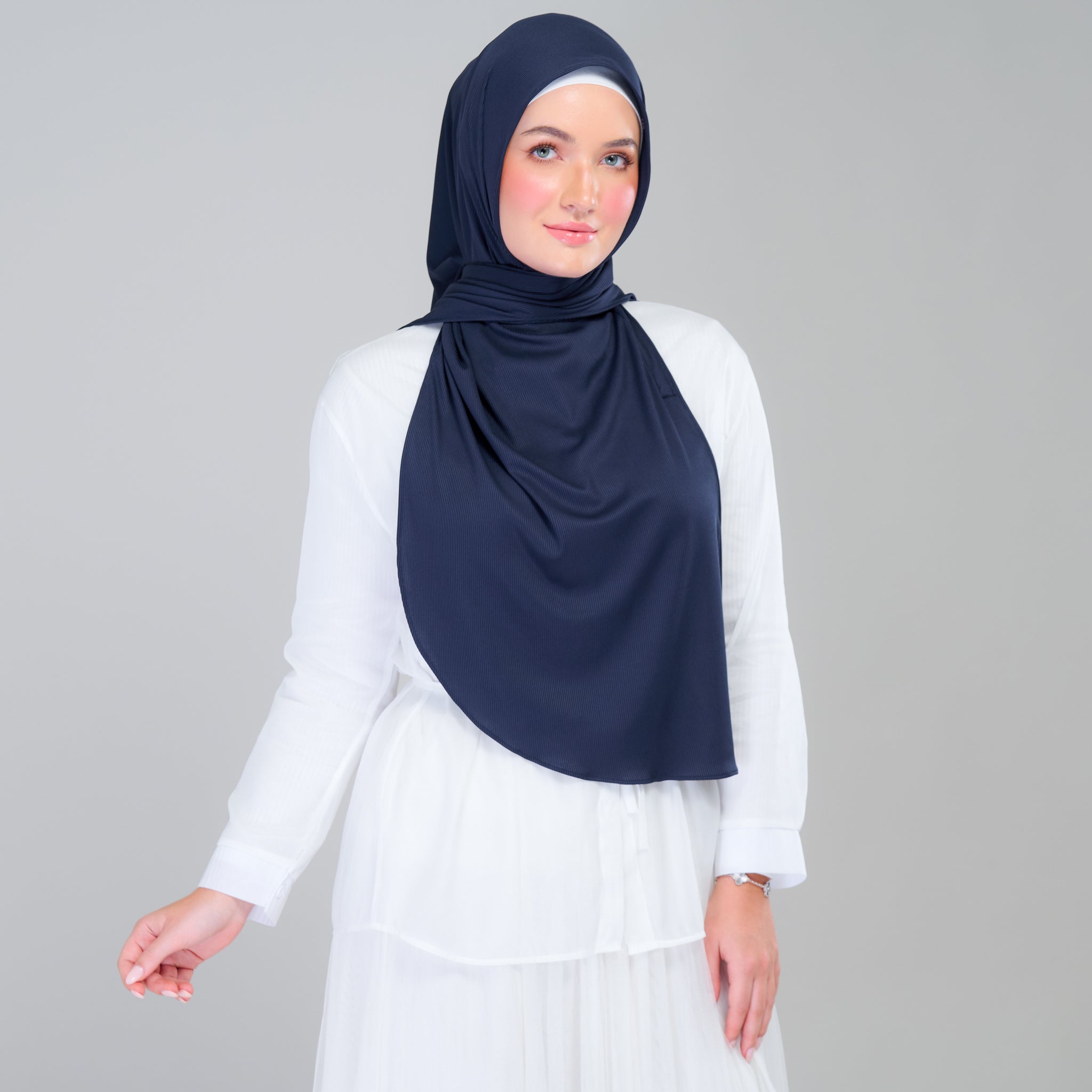 Instant Tag 'n Go Ribbed Jersey Shawl - Deep Blue
