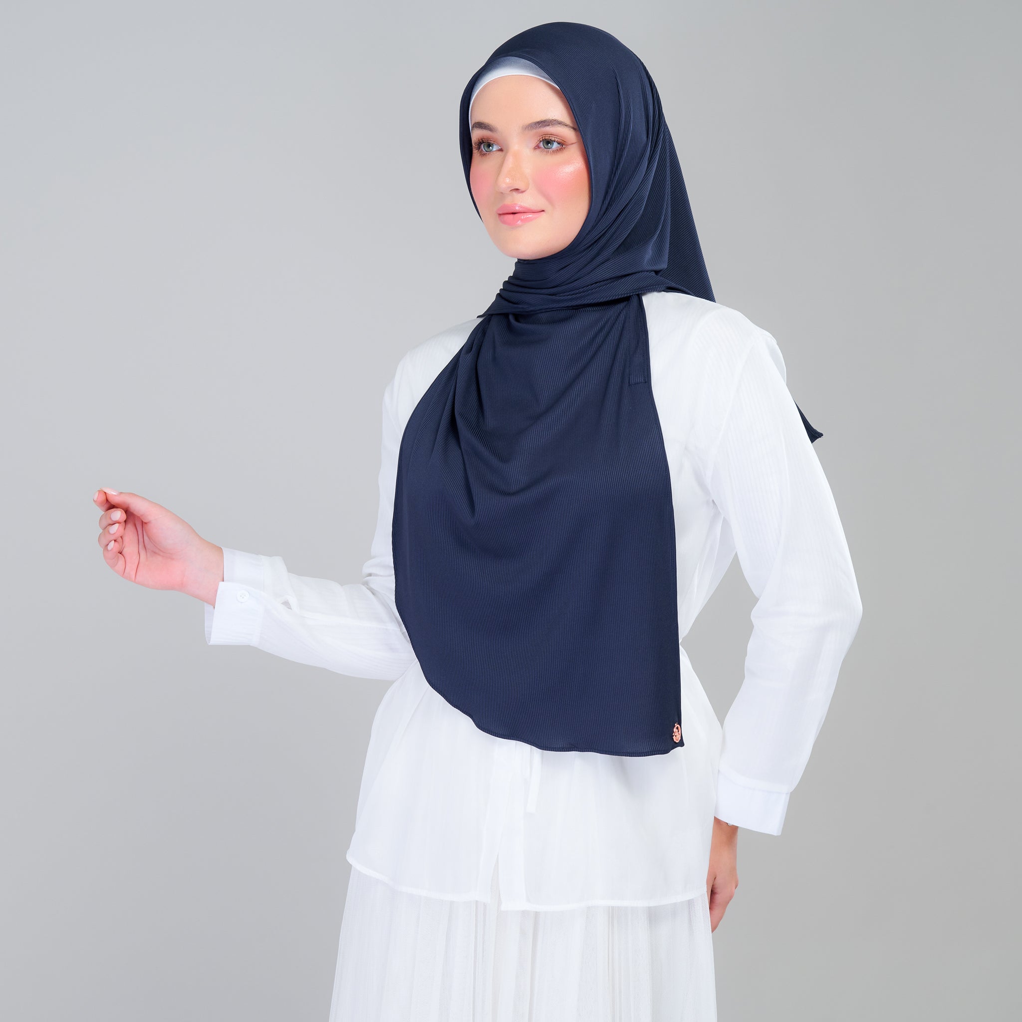 Instant Tag 'n Go Ribbed Jersey Shawl - Deep Blue