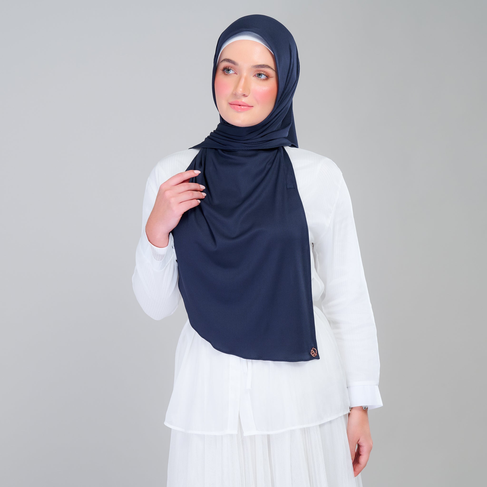 Instant Tag 'n Go Ribbed Jersey Shawl - Deep Blue