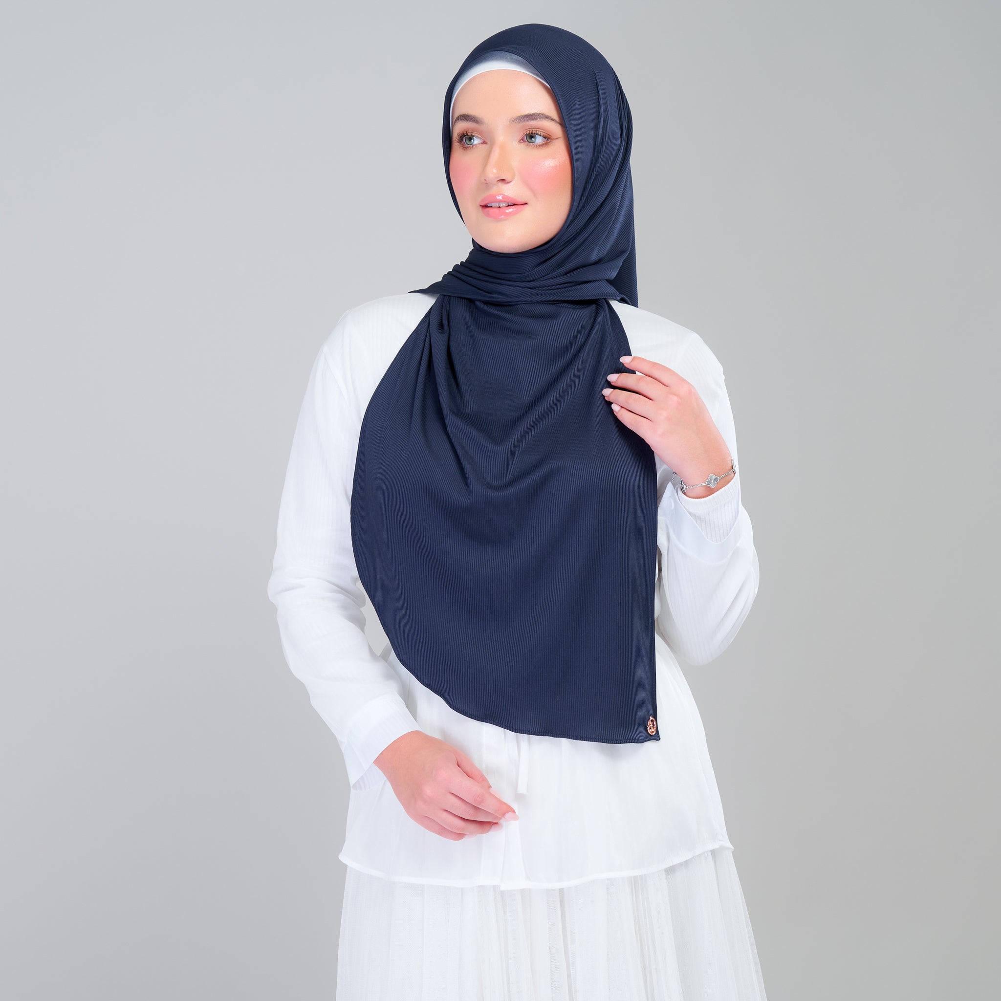Instant Tag 'n Go Ribbed Jersey Shawl - Deep Blue