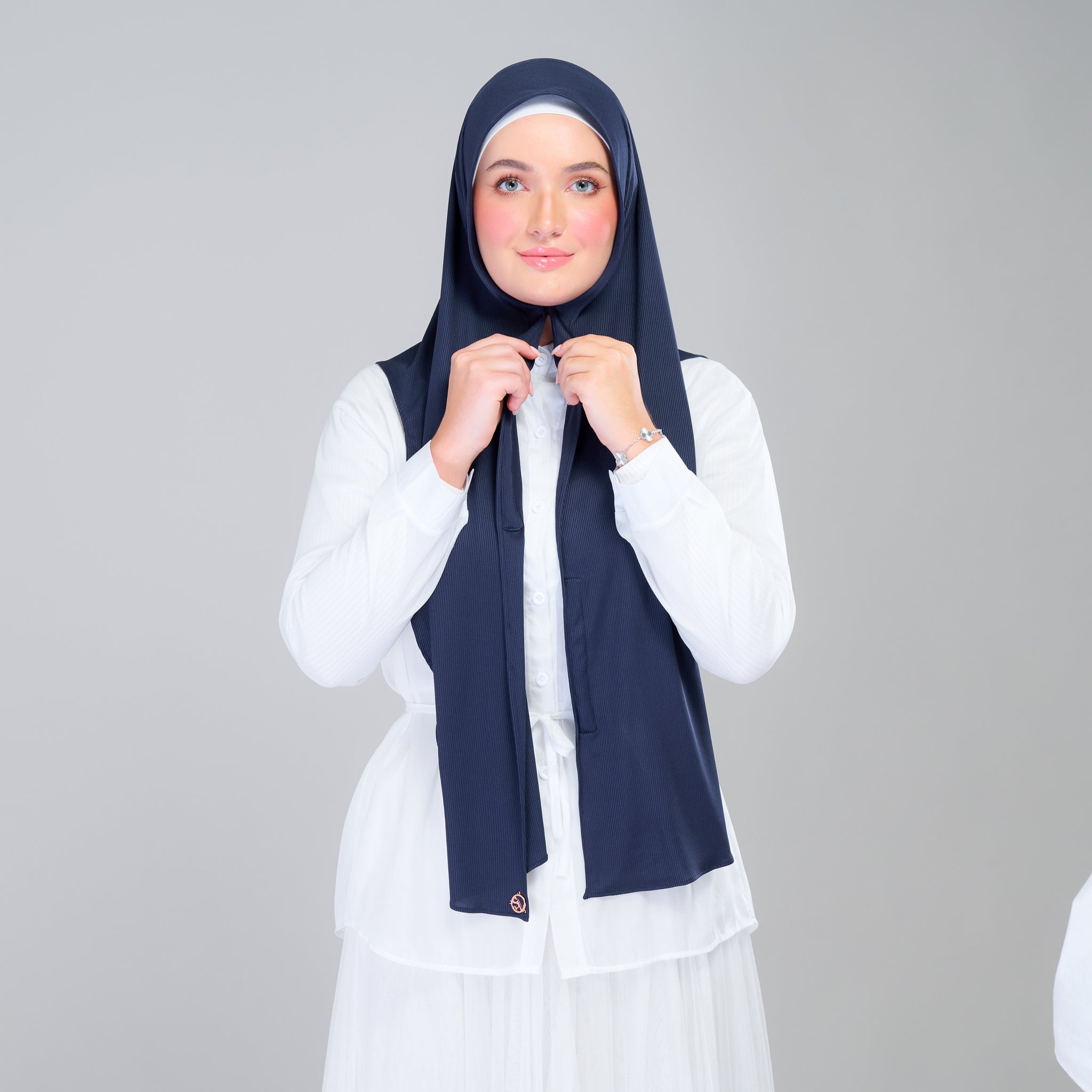 Instant Tag 'n Go Ribbed Jersey Shawl - Deep Blue