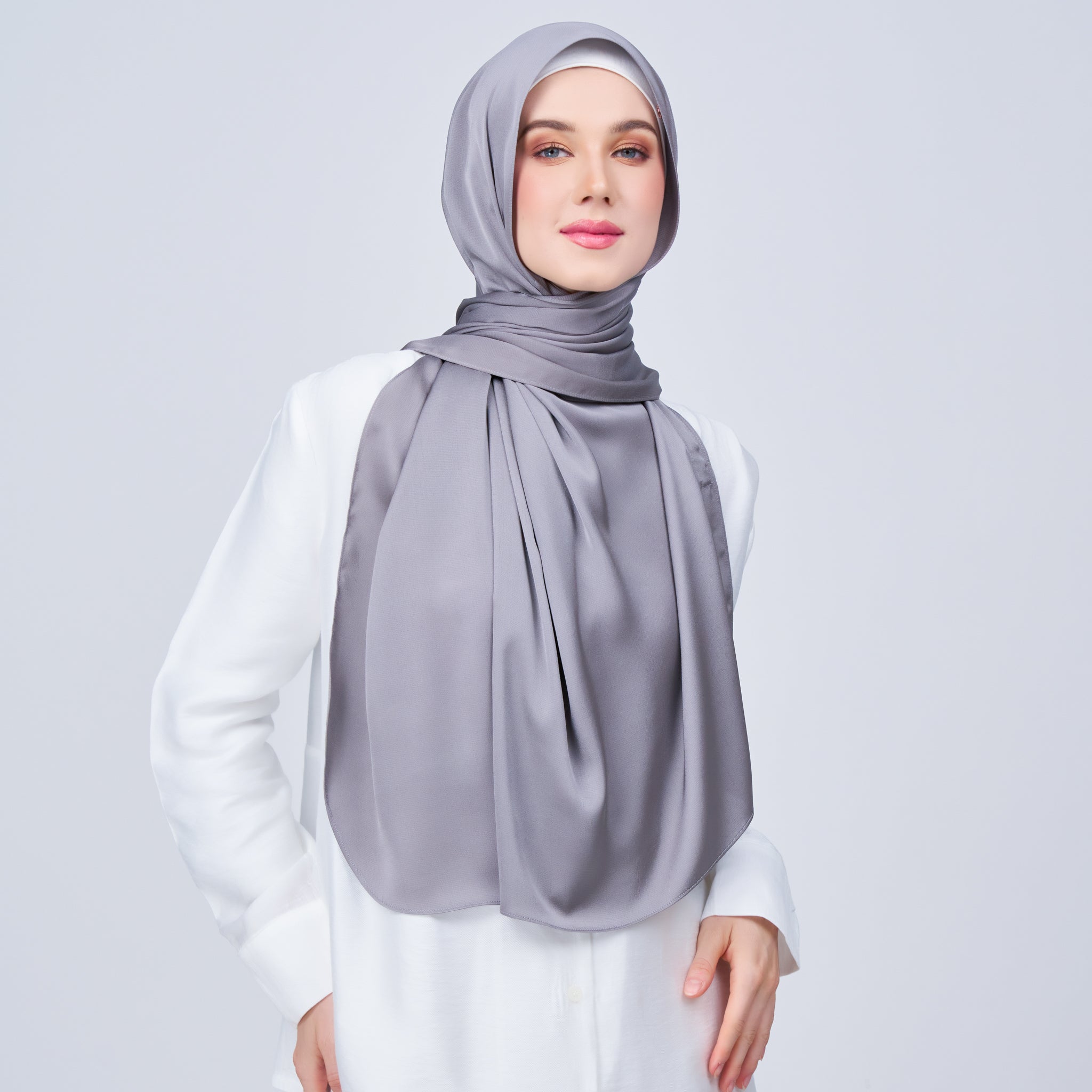 Instant Tag 'n Go Satin Bulle Shawl - Stone Grey