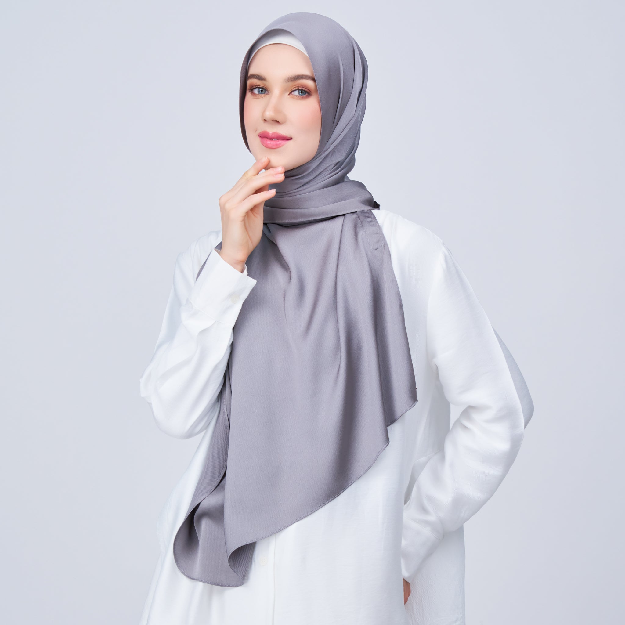 Instant Tag 'n Go Satin Bulle Shawl - Stone Grey