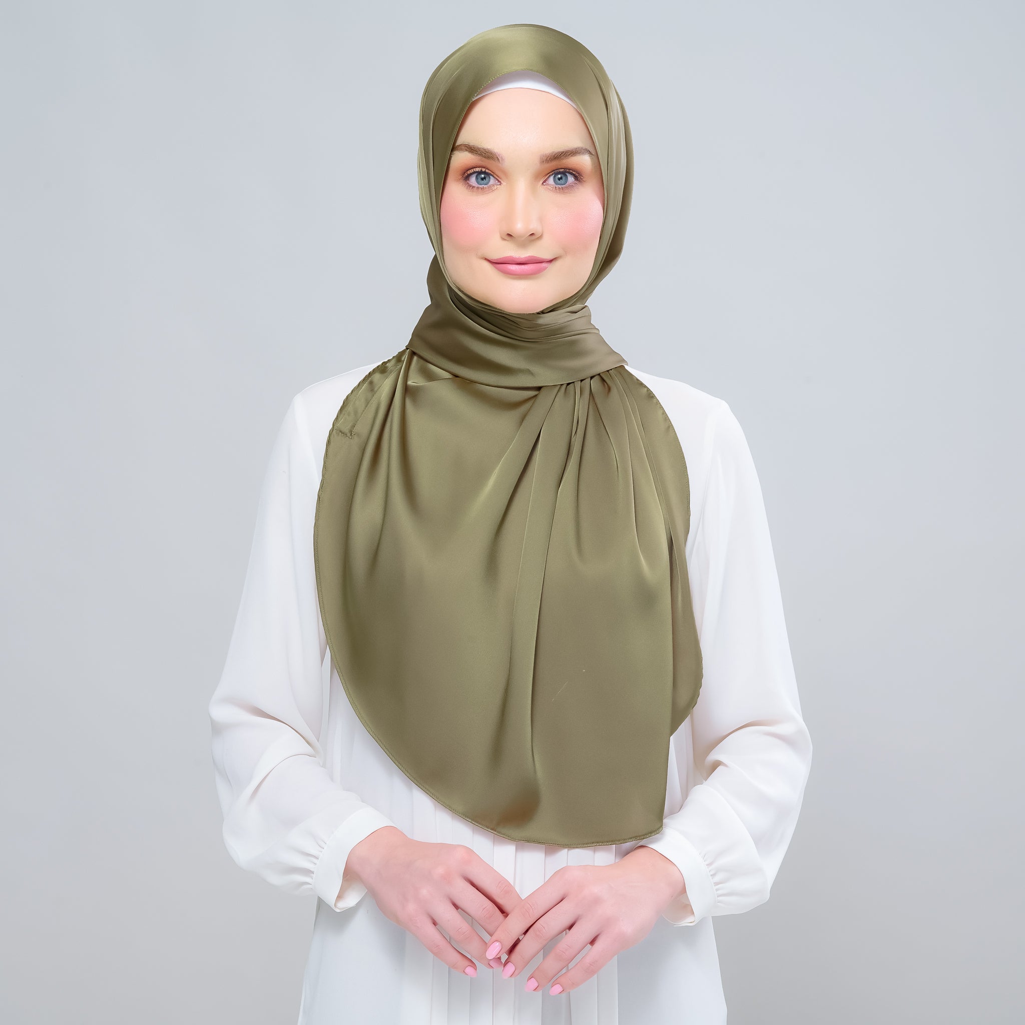 Instant Tag 'n Go Satin Bulle Shawl - Olive Green