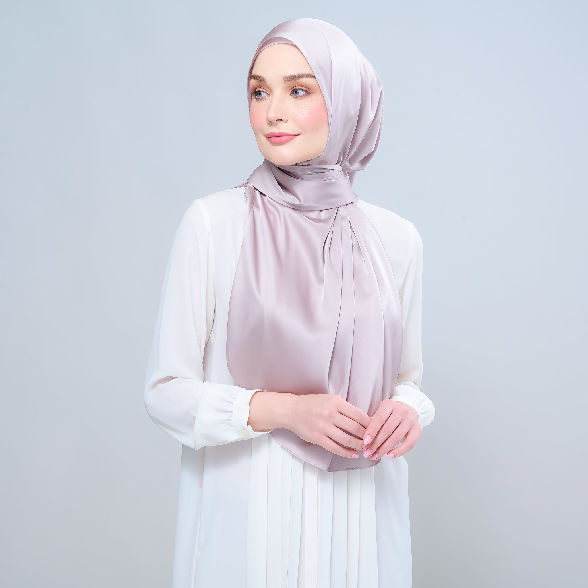 Instant Tag 'n Go Satin Silk Shawl - Cool Taupe