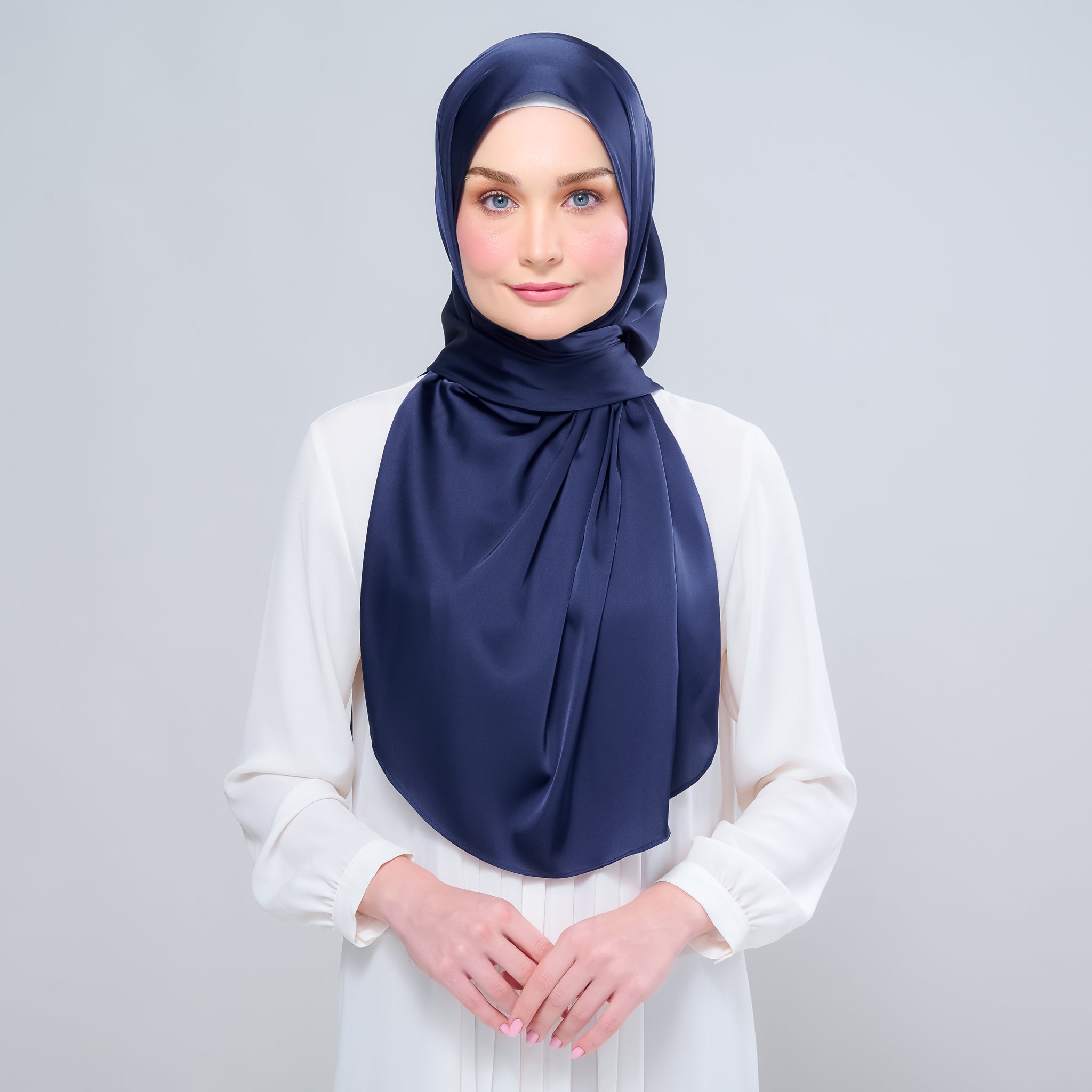 Instant Tag 'n Go Satin Silk Shawl - Deep Blue