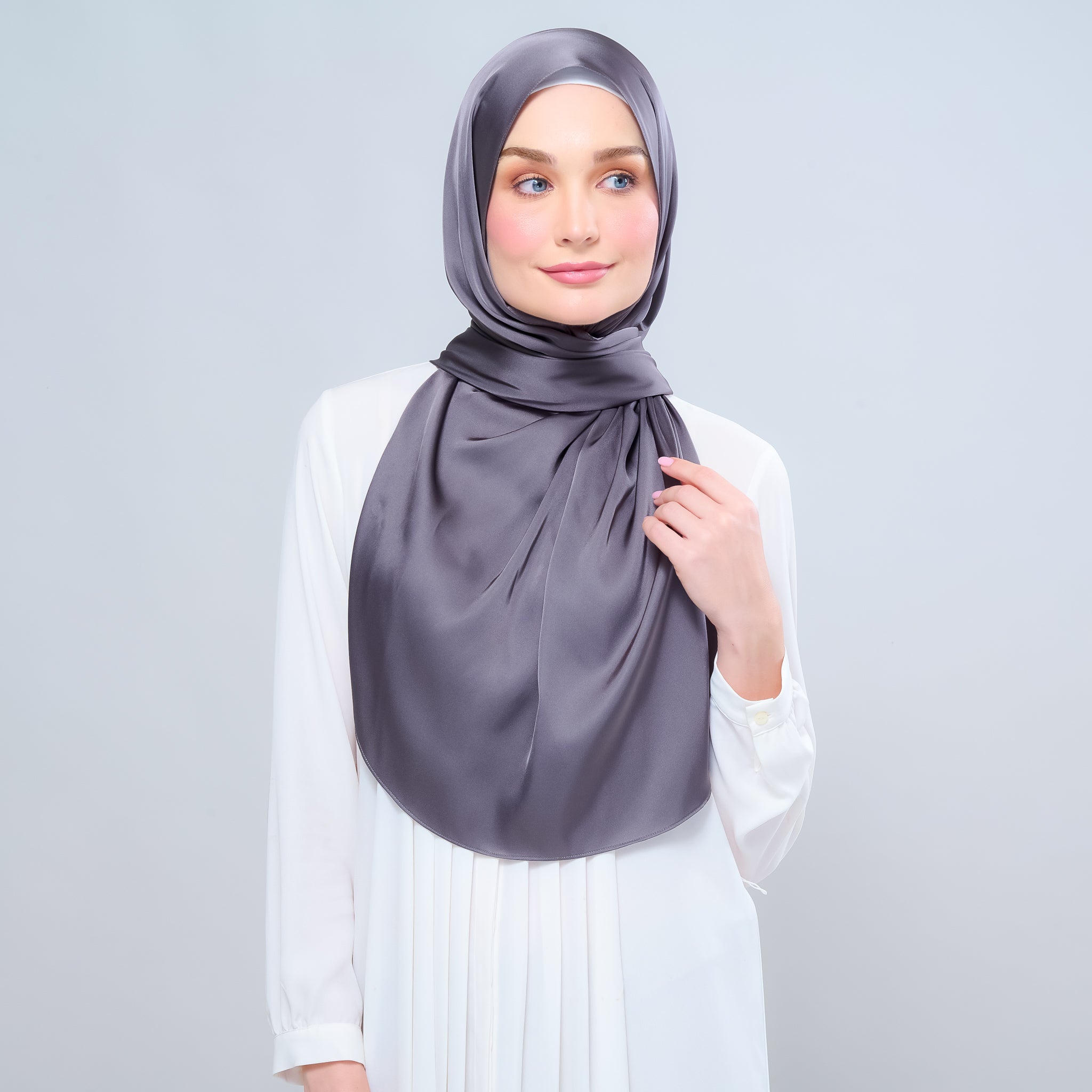 Instant Tag 'n Go Satin Silk Shawl - Deep Grey