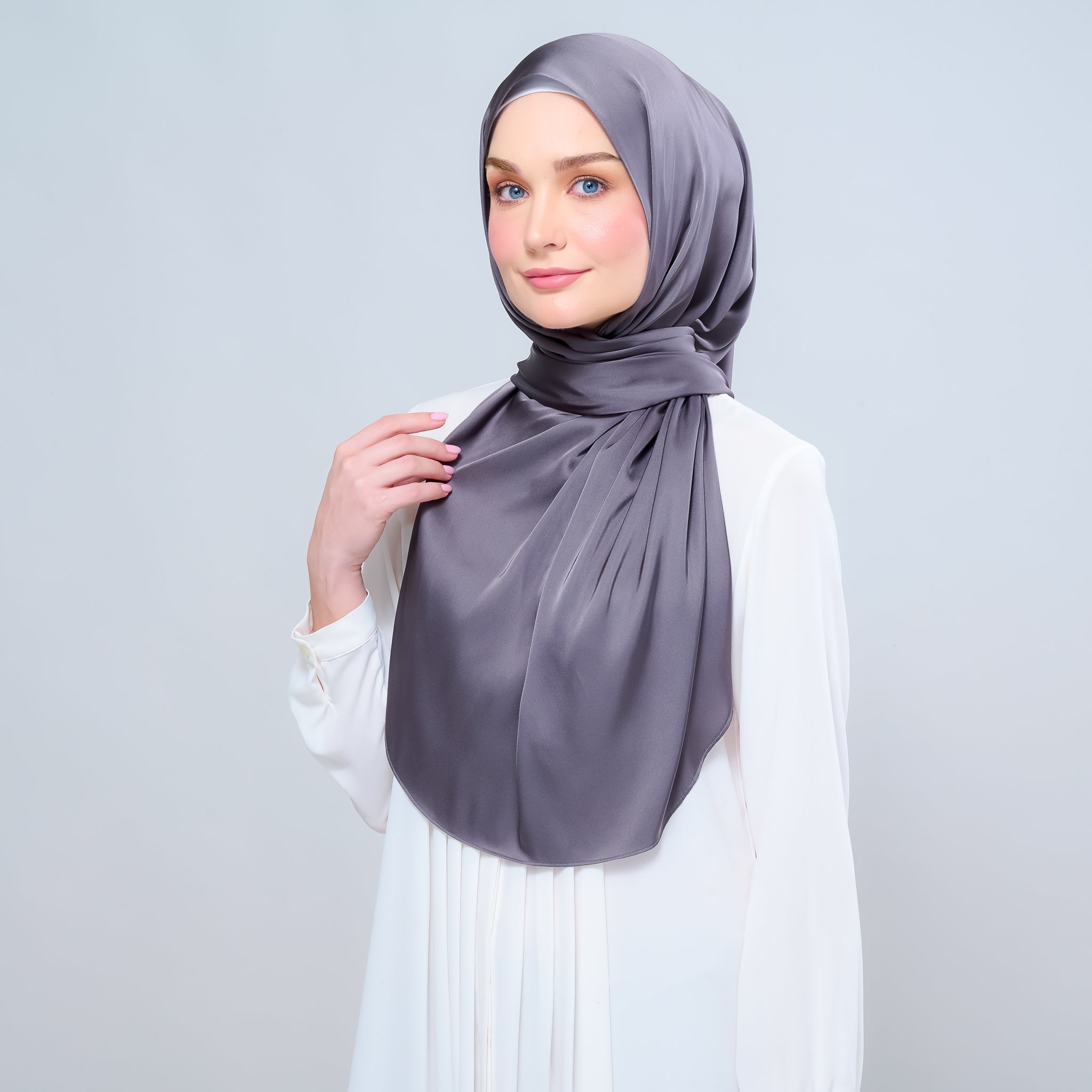 Instant Tag 'n Go Satin Silk Shawl - Deep Grey