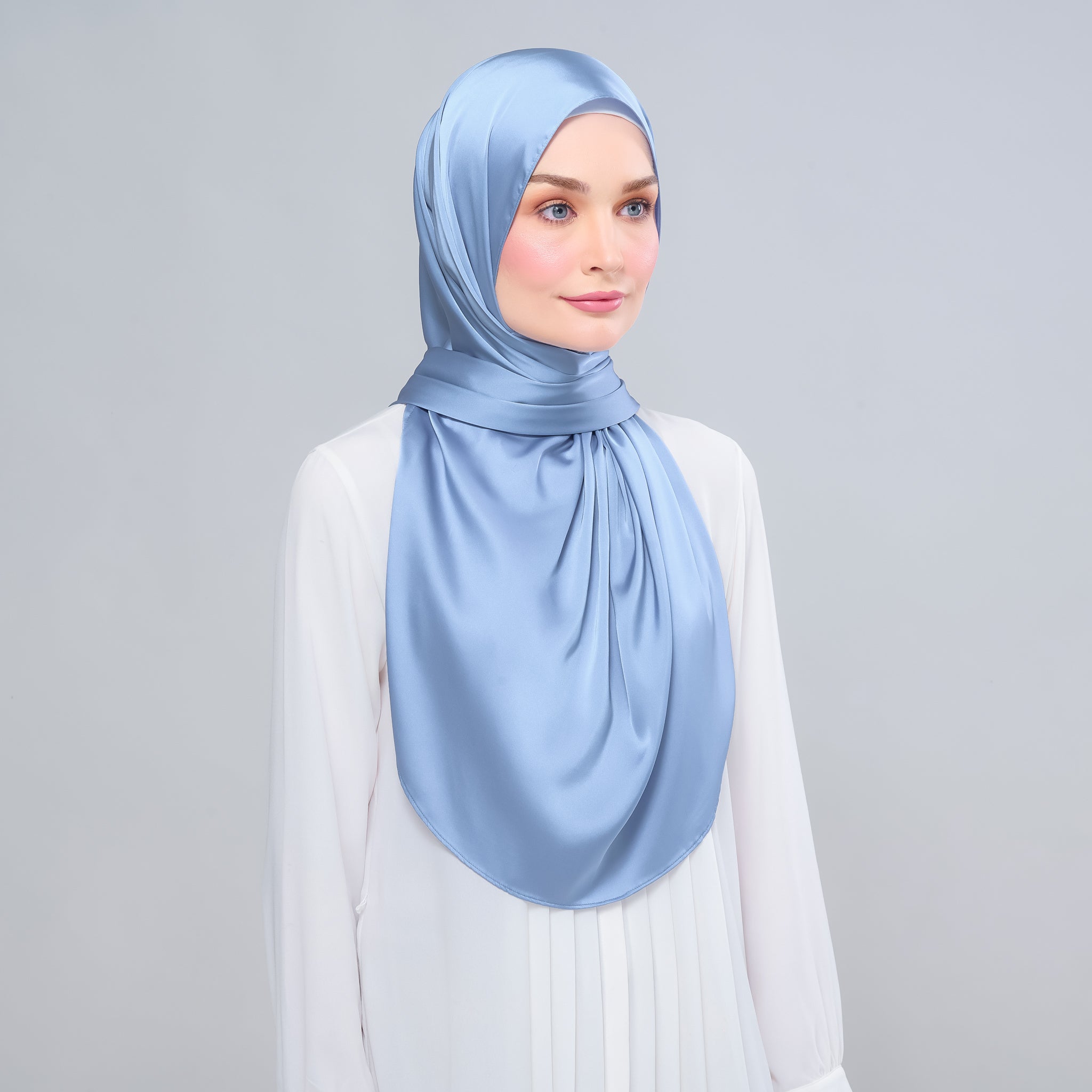 Instant Tag 'n Go Satin Silk Shawl - Dusty Blue