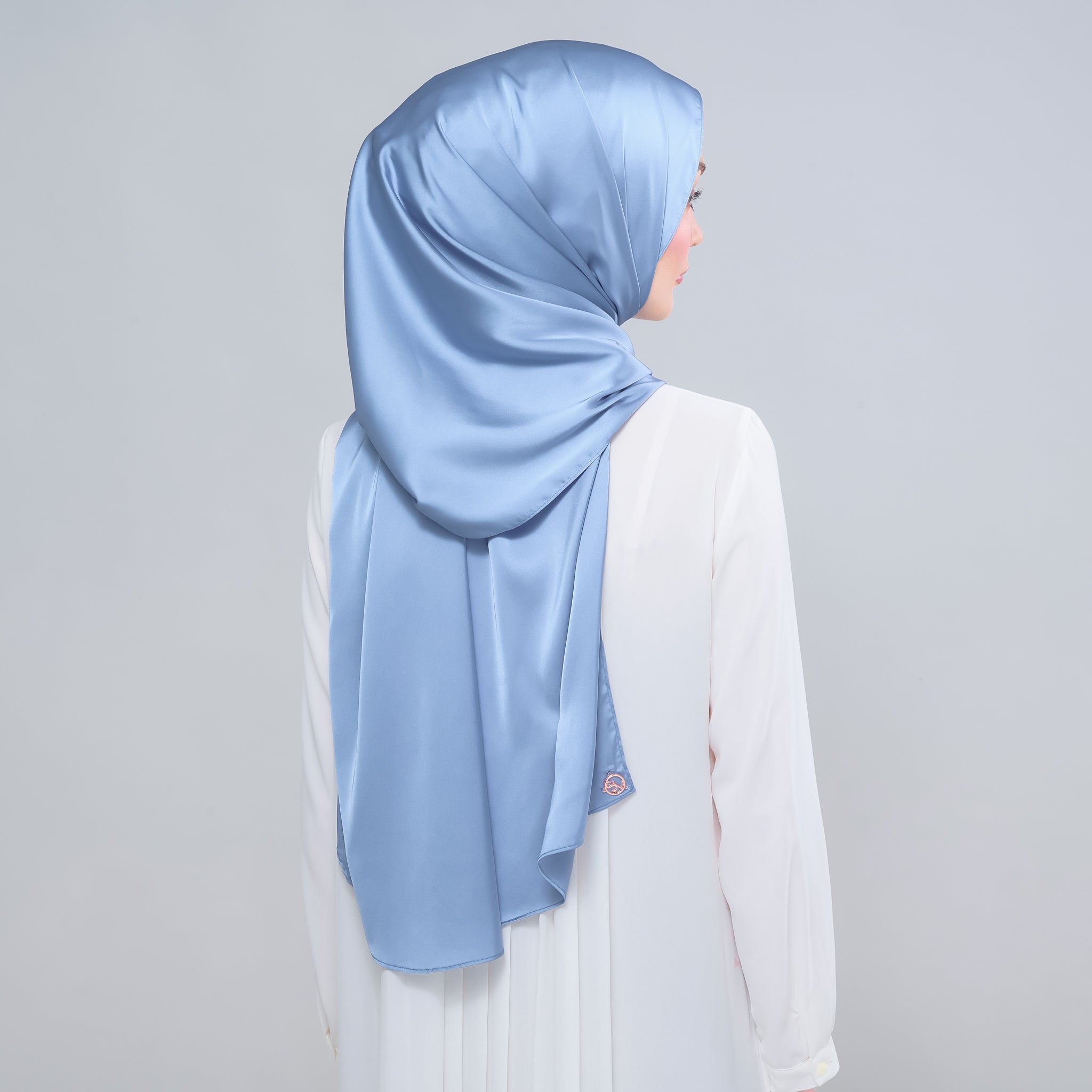 Instant Tag 'n Go Satin Silk Shawl - Dusty Blue