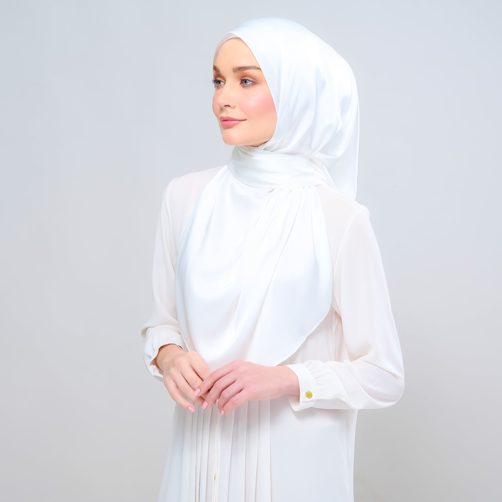 Instant Tag 'n Go Satin Silk Shawl - Bridal White