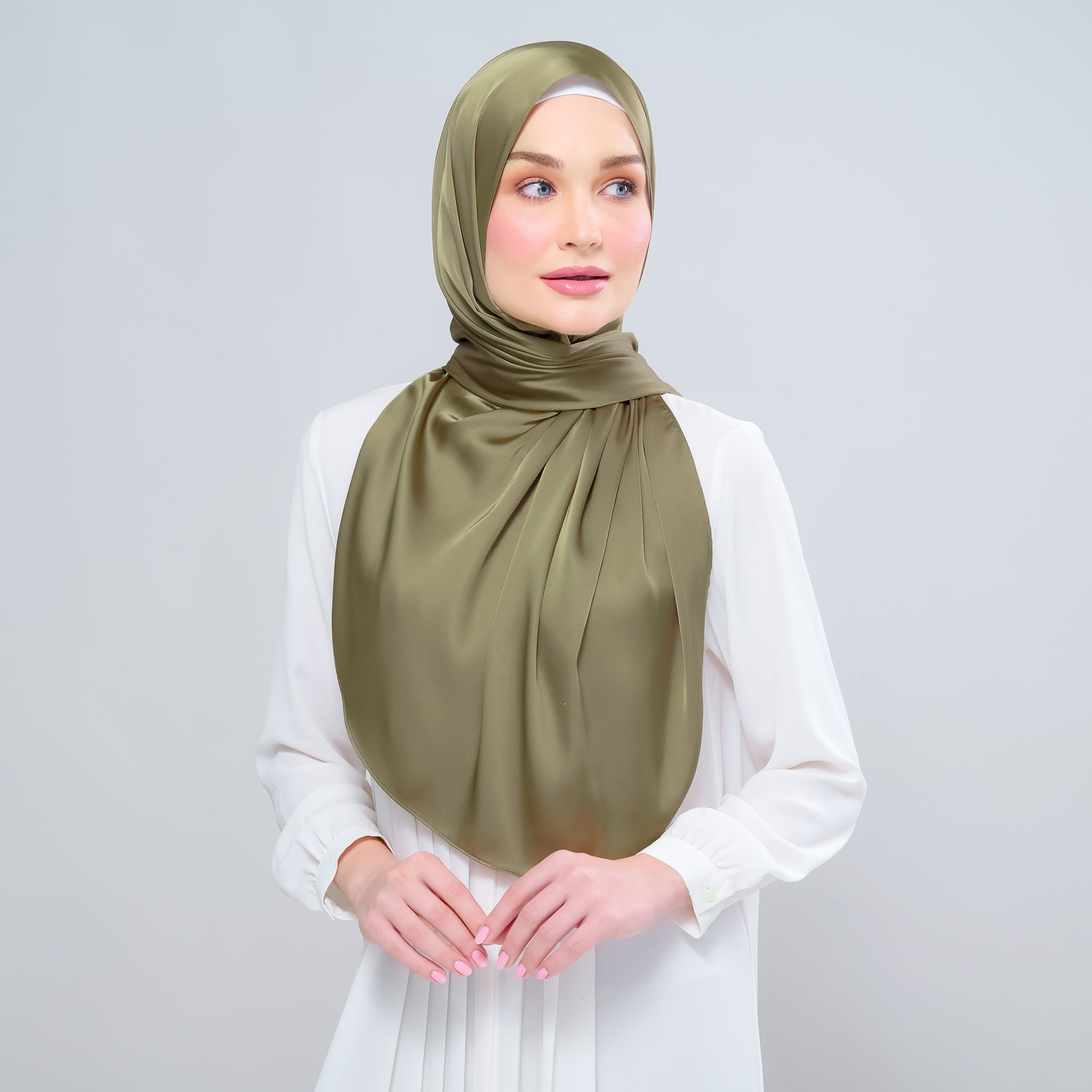 Instant Tag 'n Go Satin Silk Shawl - Olive
