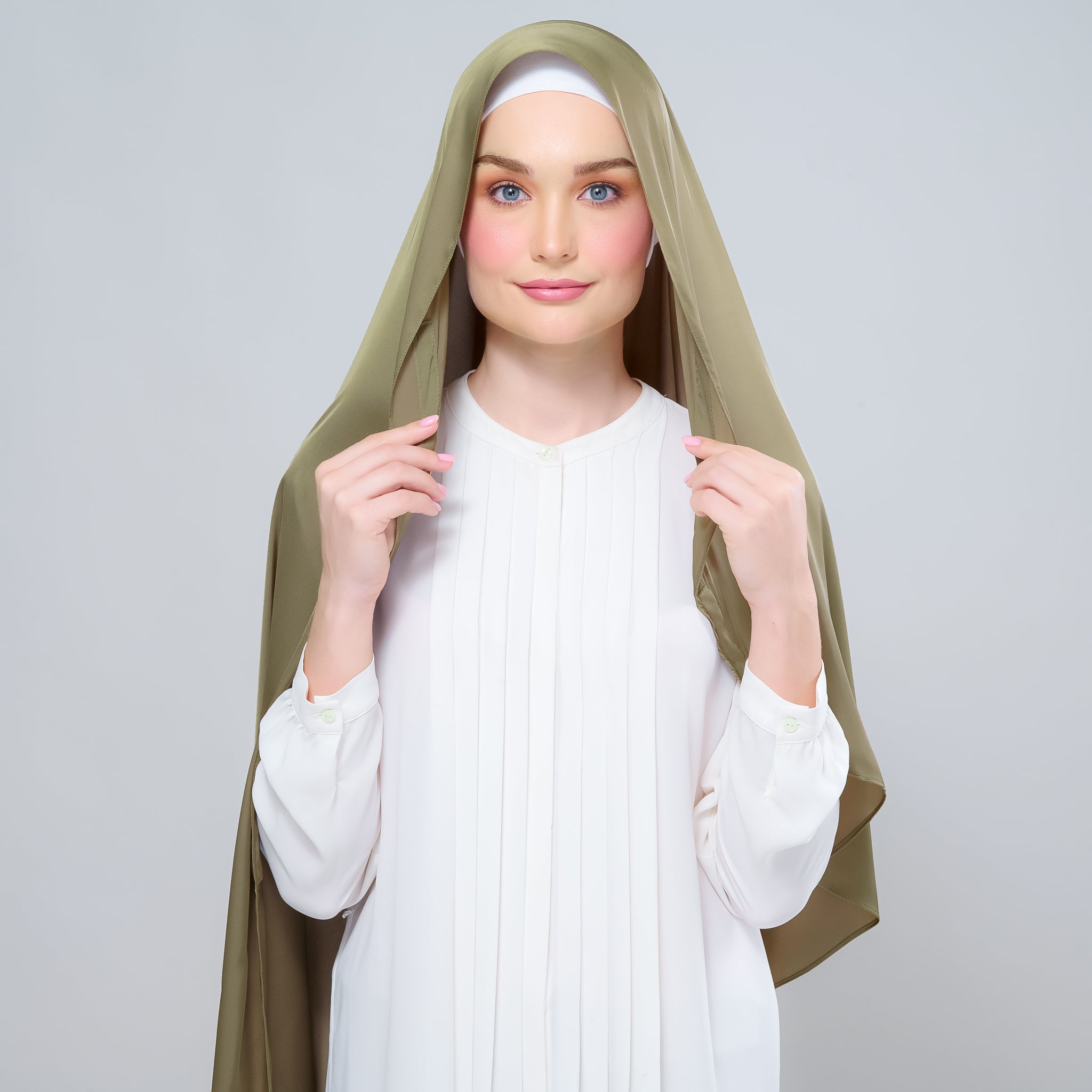 Instant Tag 'n Go Satin Silk Shawl - Olive