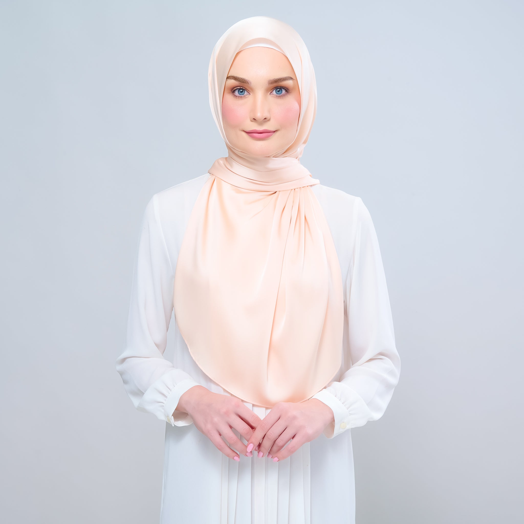 Instant Tag 'n Go Satin Silk Shawl - Soft Apricot