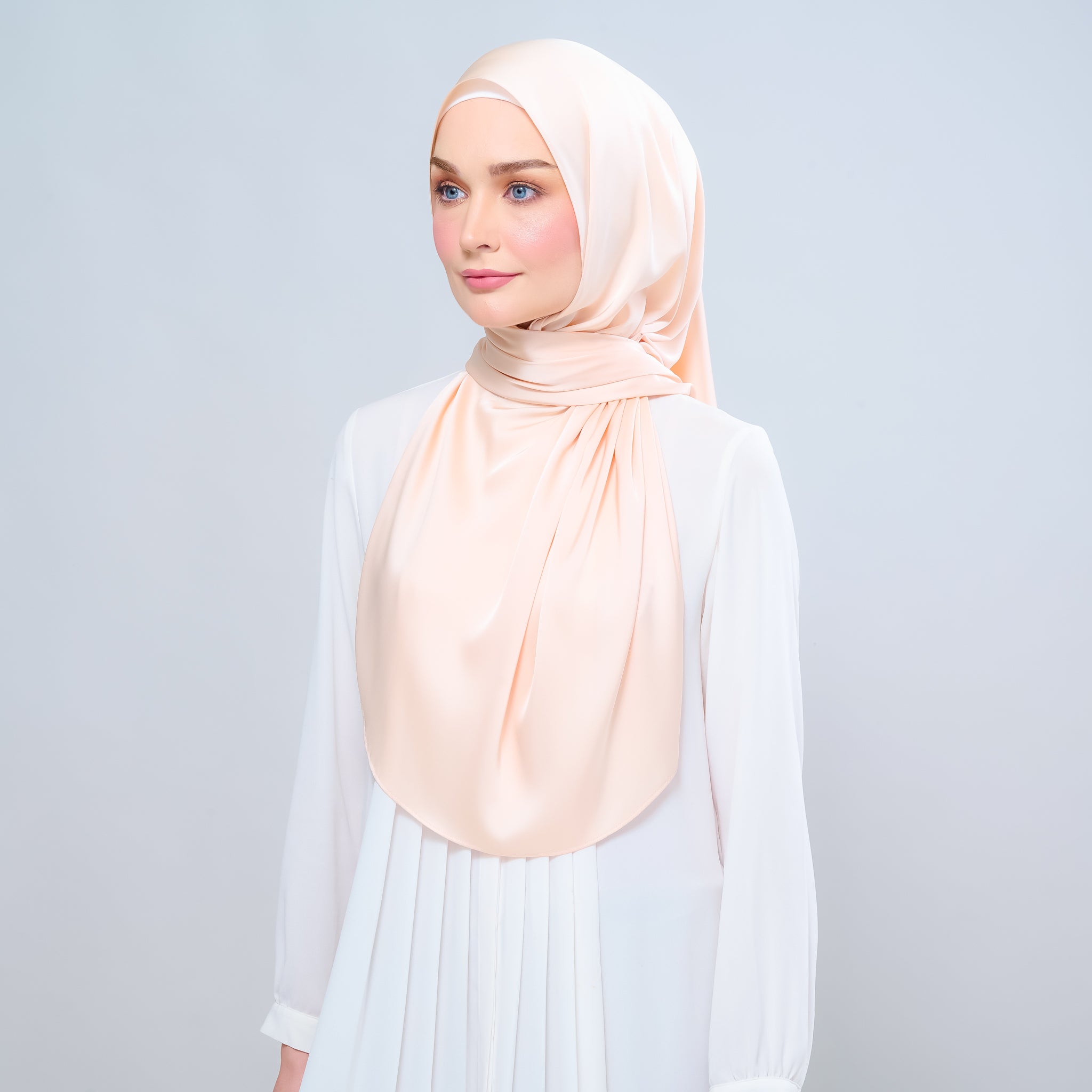 Instant Tag 'n Go Satin Silk Shawl - Soft Apricot