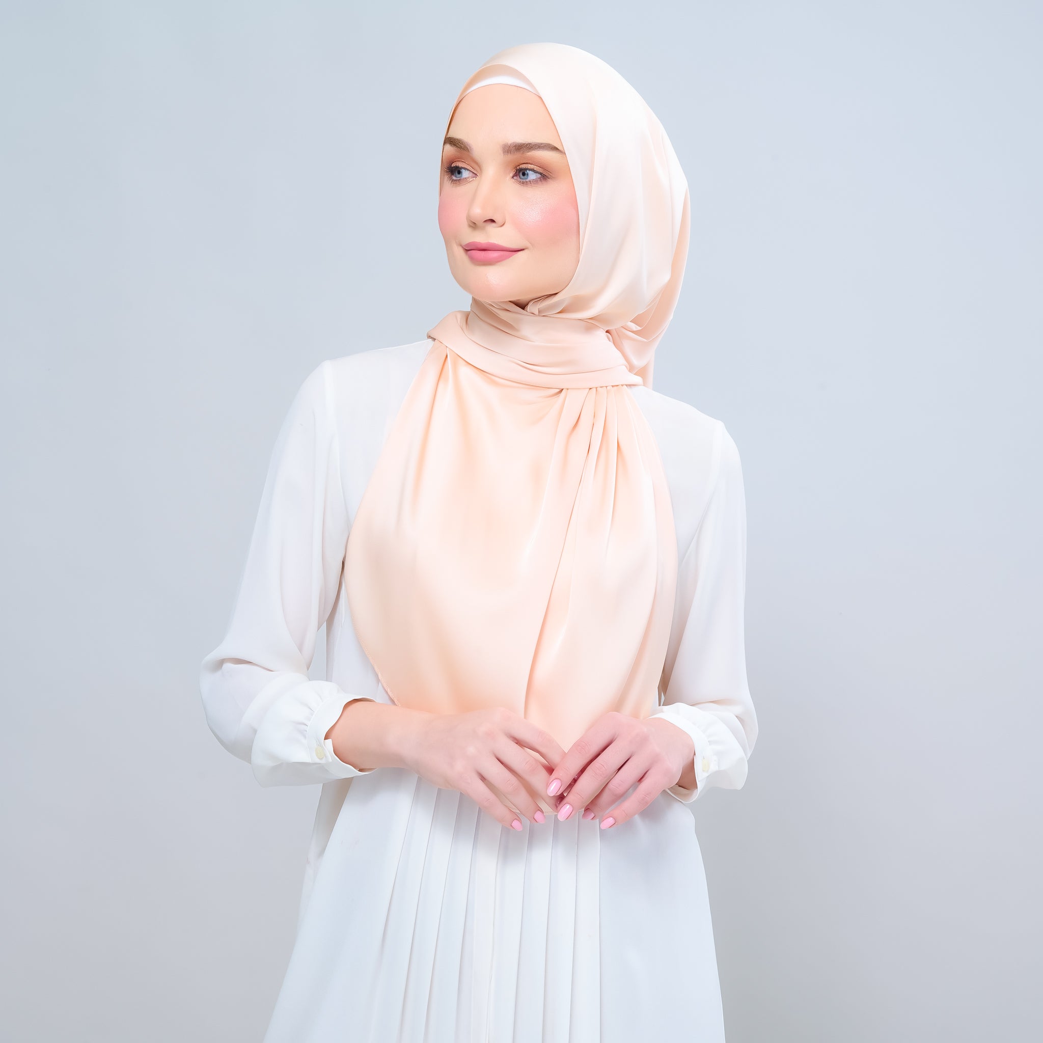 Instant Tag 'n Go Satin Silk Shawl - Soft Apricot