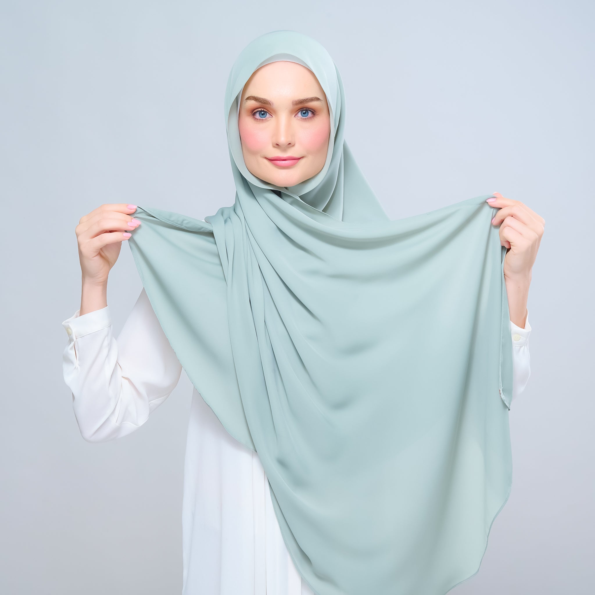 Instant Tag 'n Go Chiffon Silk Shawl - Dusty Green