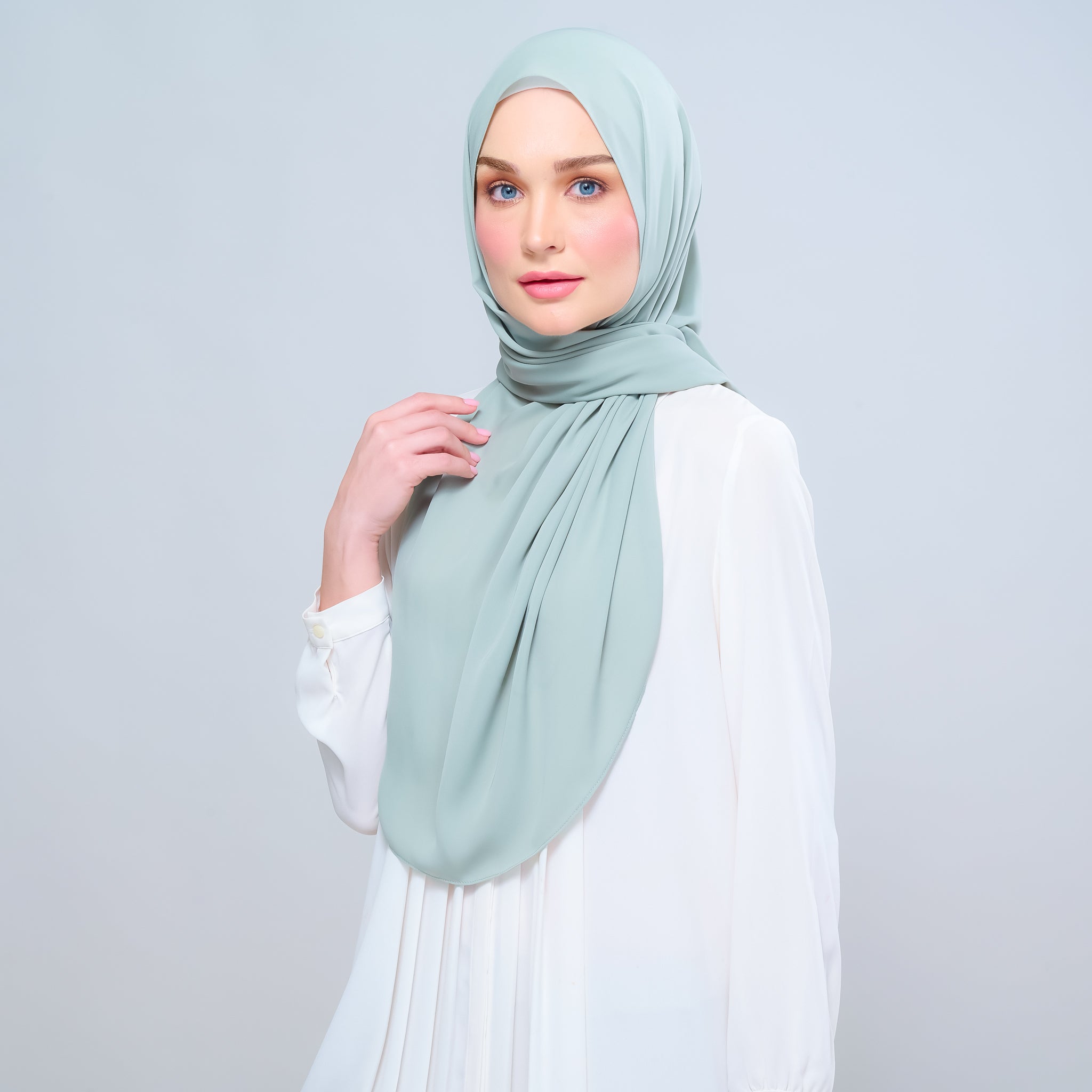 Instant Tag 'n Go Chiffon Silk Shawl - Dusty Green