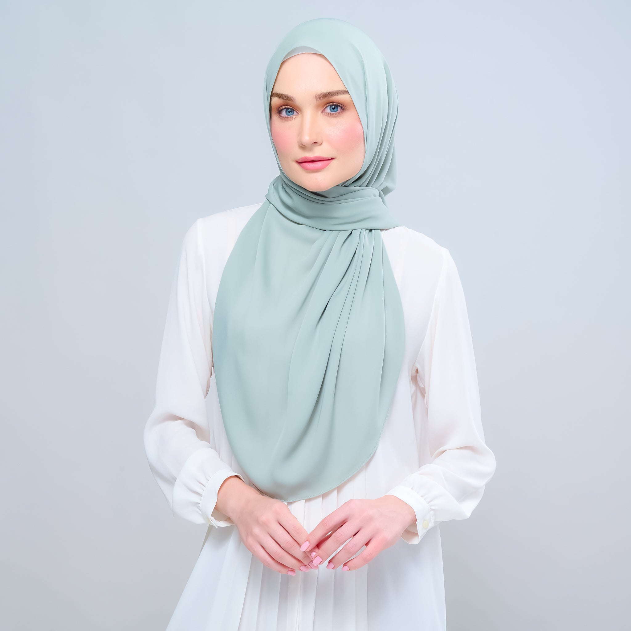 Instant Tag 'n Go Chiffon Silk Shawl - Dusty Green