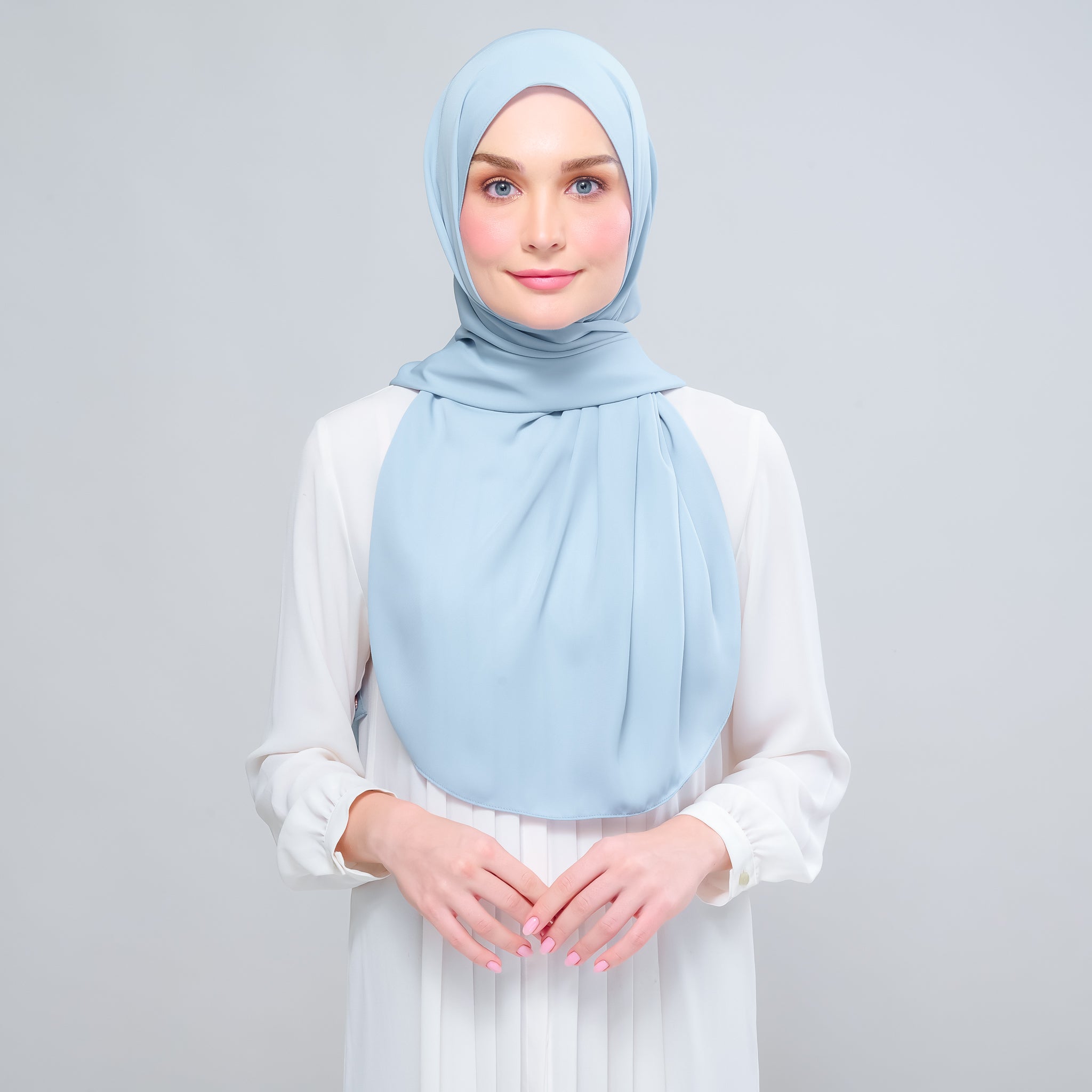 Instant Tag 'n Go Chiffon Silk Shawl - Dusty Blue