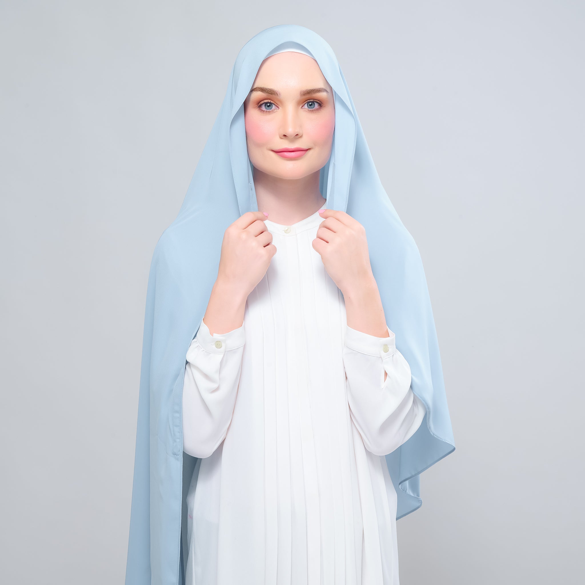 Instant Tag 'n Go Chiffon Silk Shawl - Dusty Blue