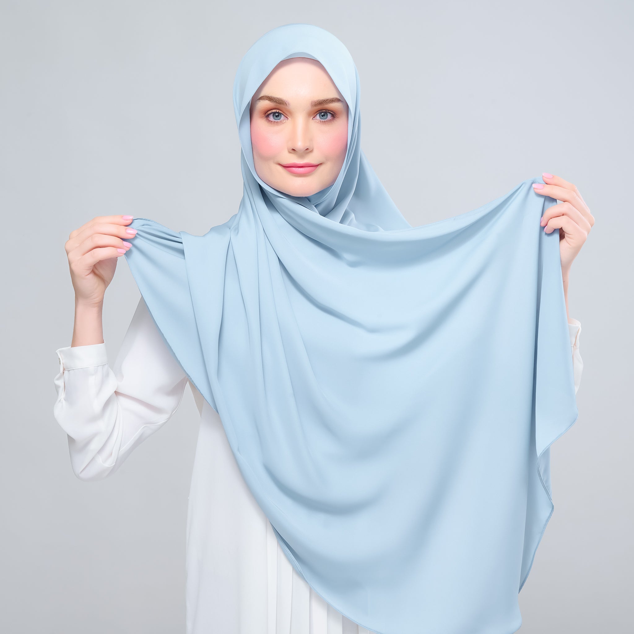 Instant Tag 'n Go Chiffon Silk Shawl - Dusty Blue