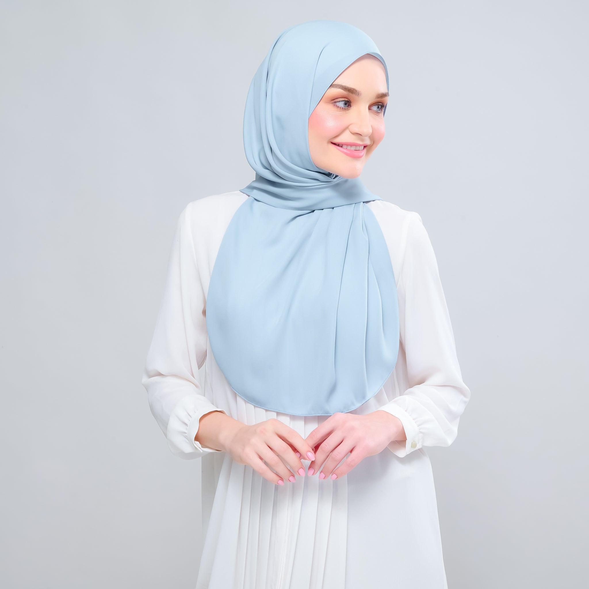Instant Tag 'n Go Chiffon Silk Shawl - Dusty Blue