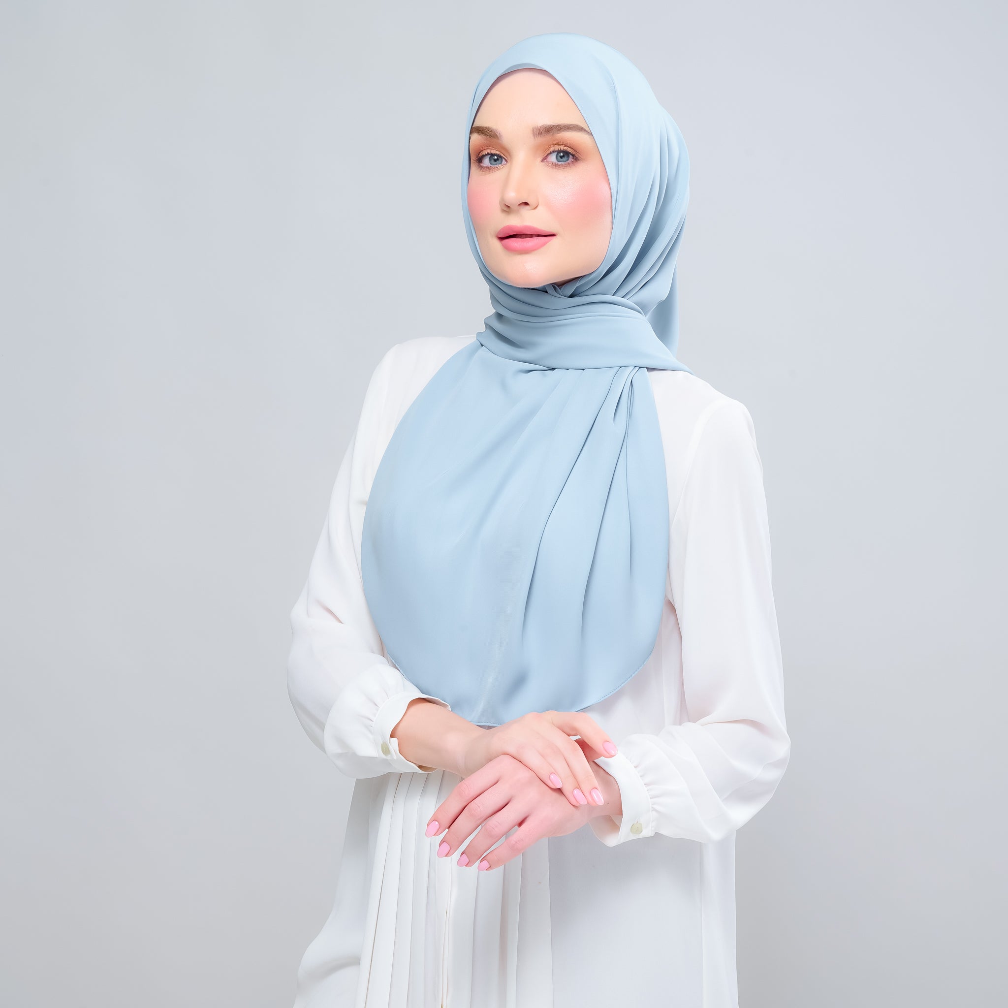 Instant Tag 'n Go Chiffon Silk Shawl - Dusty Blue