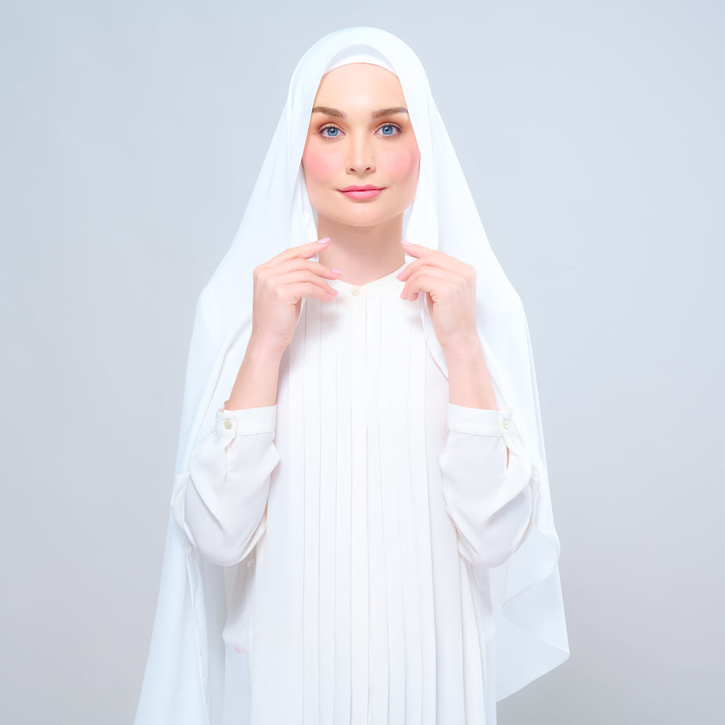 Instant Tag 'n Go Chiffon Silk Shawl - Ivory White