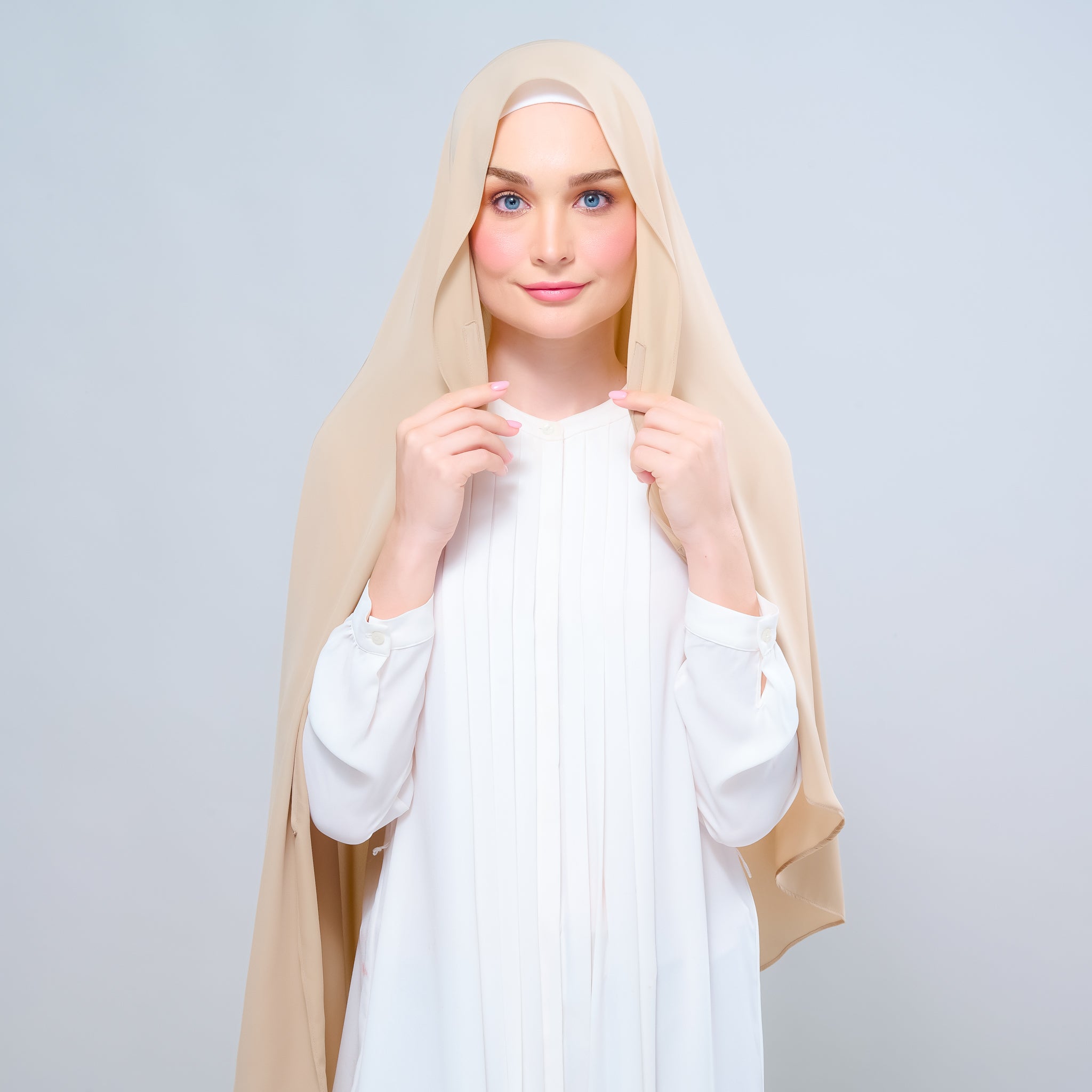 Instant Tag 'n Go Chiffon Silk Shawl - Latte
