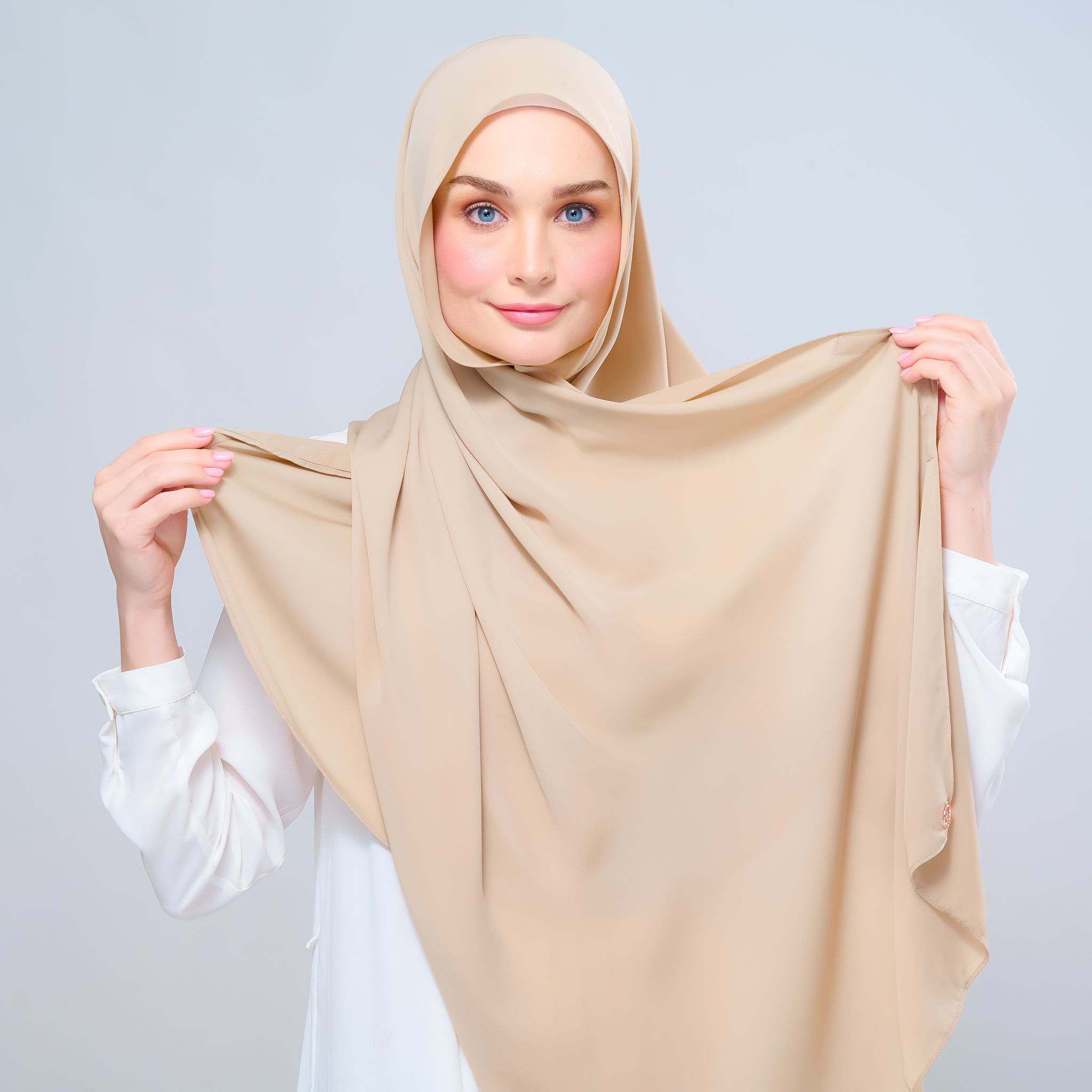 Instant Tag 'n Go Chiffon Silk Shawl - Latte