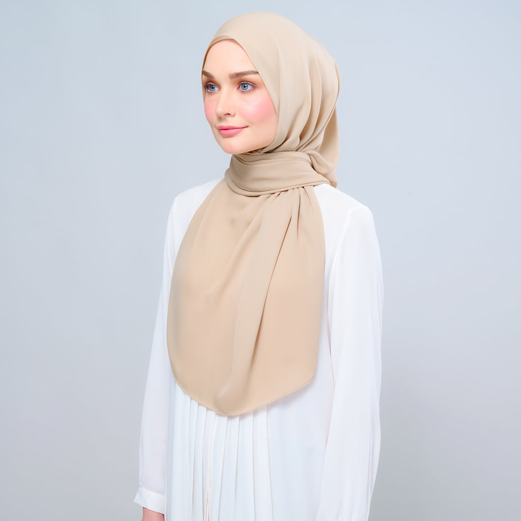 Instant Tag 'n Go Chiffon Silk Shawl - Latte