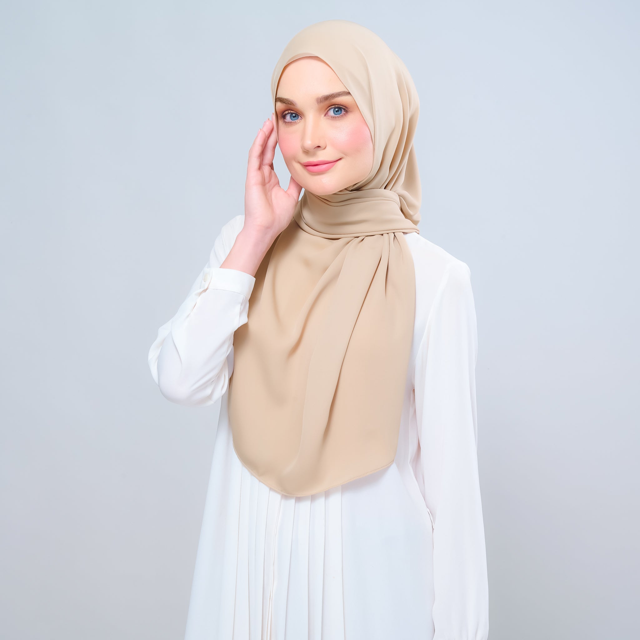 Instant Tag 'n Go Chiffon Silk Shawl - Latte