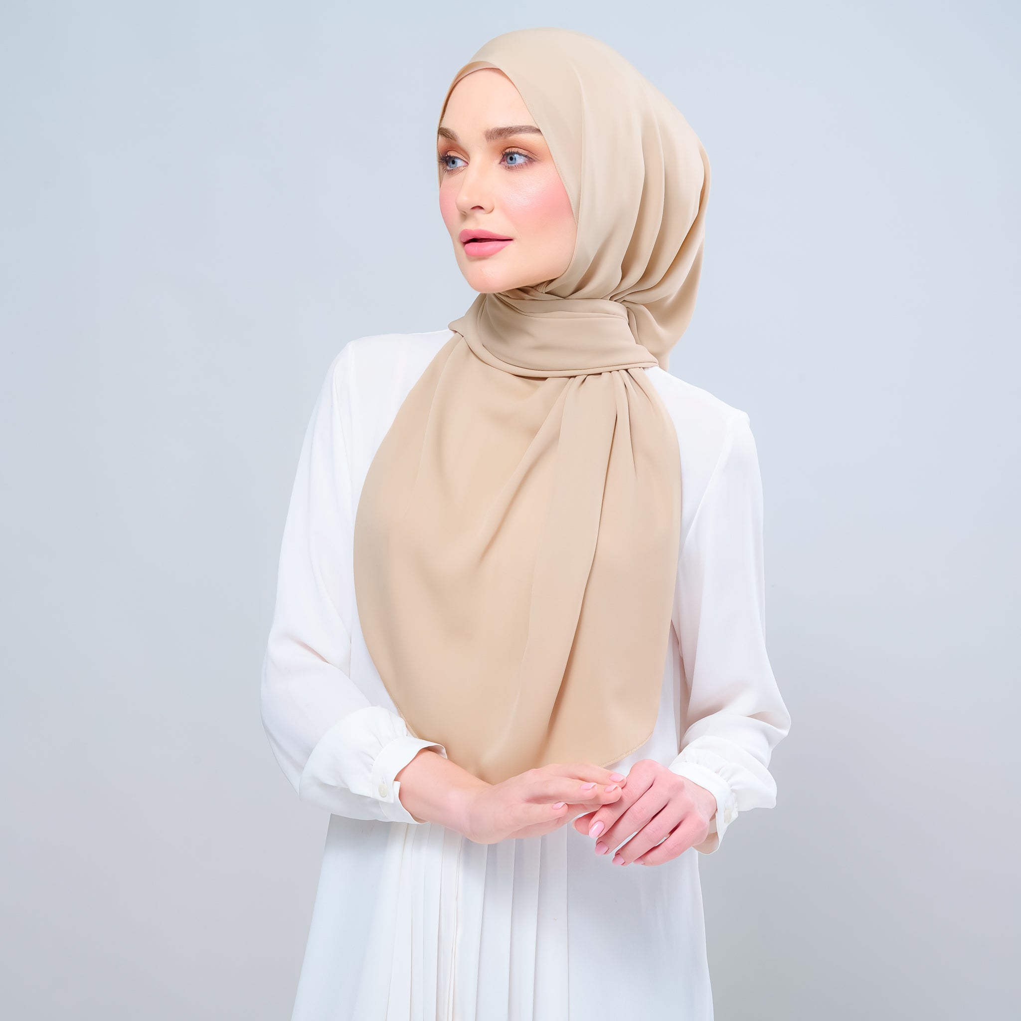 Instant Tag 'n Go Chiffon Silk Shawl - Latte
