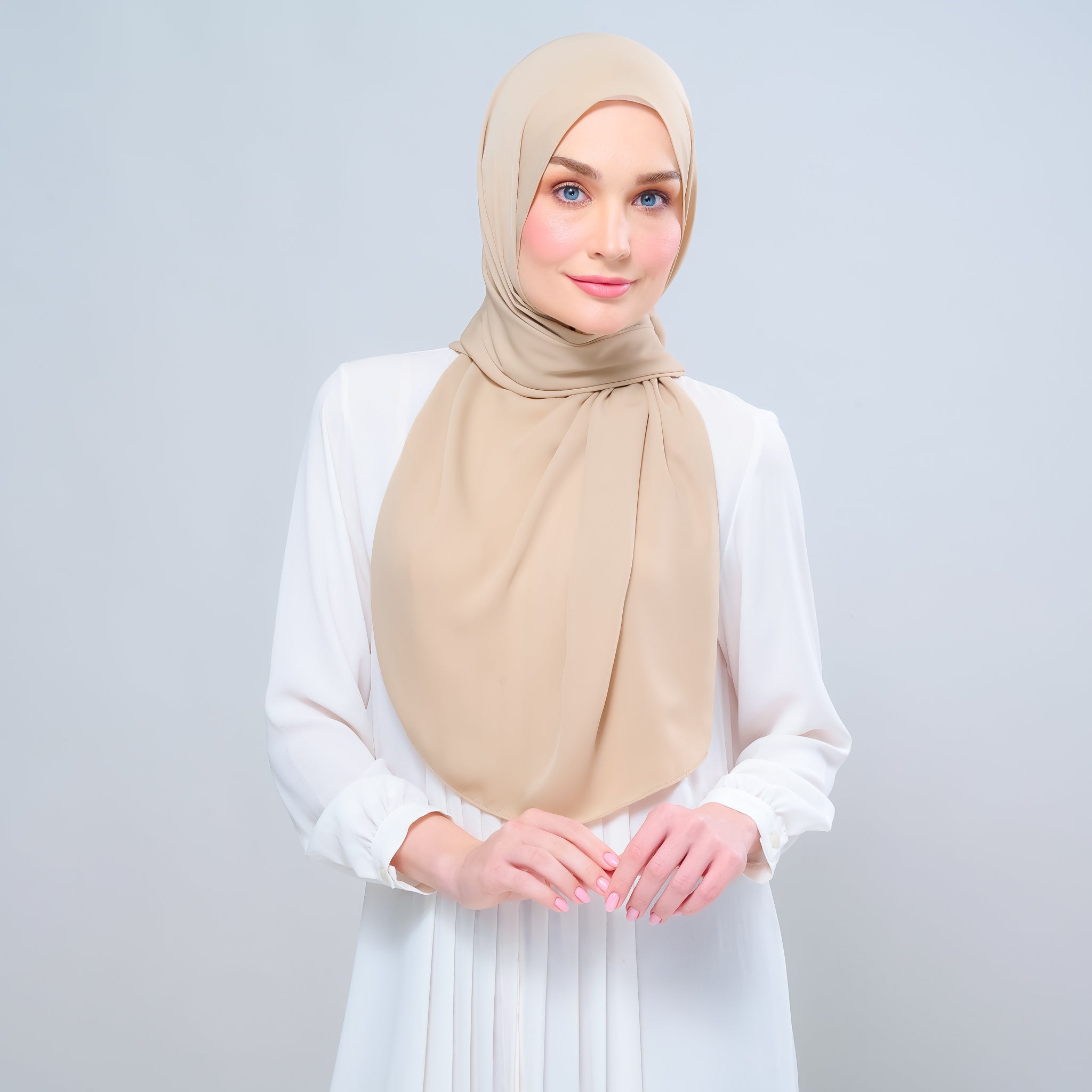 Instant Tag 'n Go Chiffon Silk Shawl - Latte
