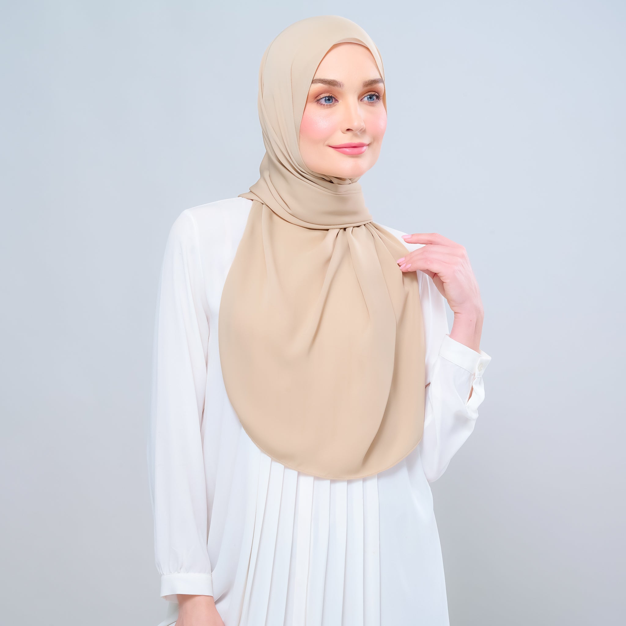 Instant Tag 'n Go Chiffon Silk Shawl - Latte