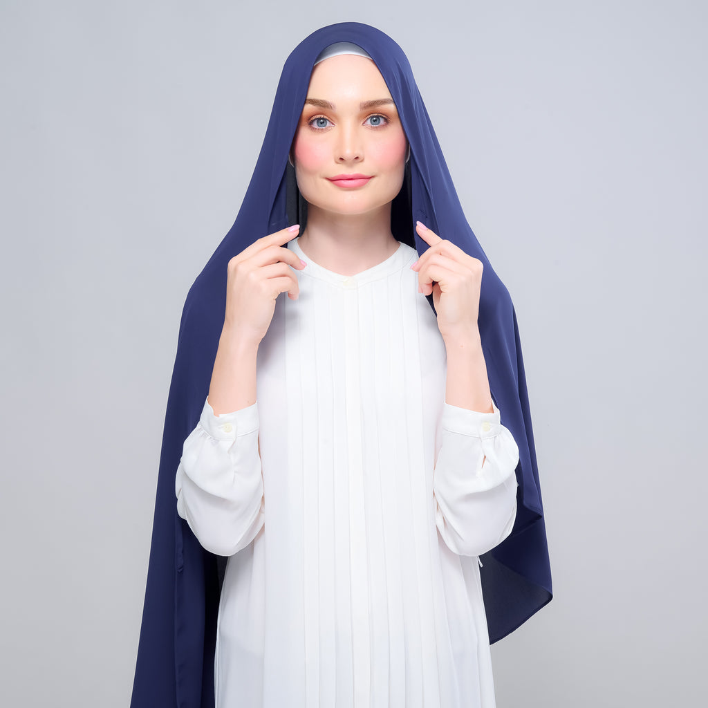 Instant Tag 'n Go Chiffon Silk Shawl - Navy Blue