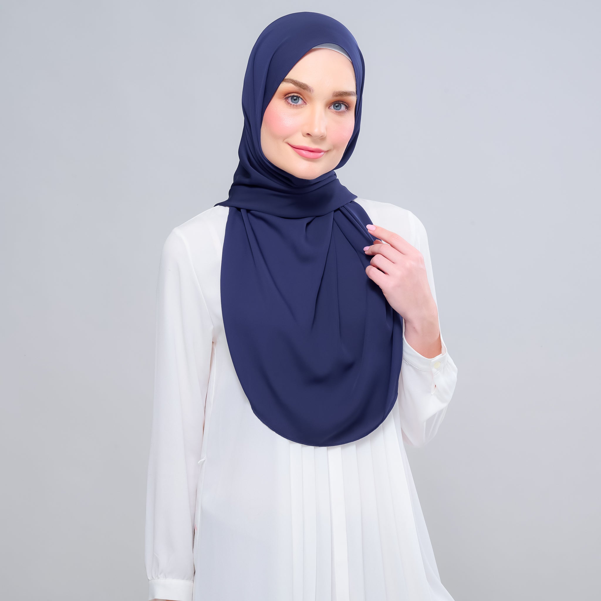 Instant Tag 'n Go Chiffon Silk Shawl - Navy Blue