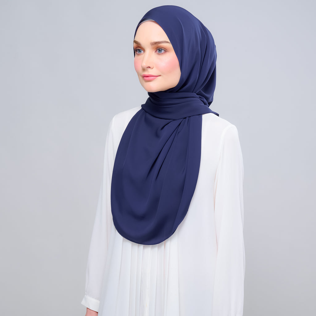 Instant Tag 'n Go Chiffon Silk Shawl - Navy Blue