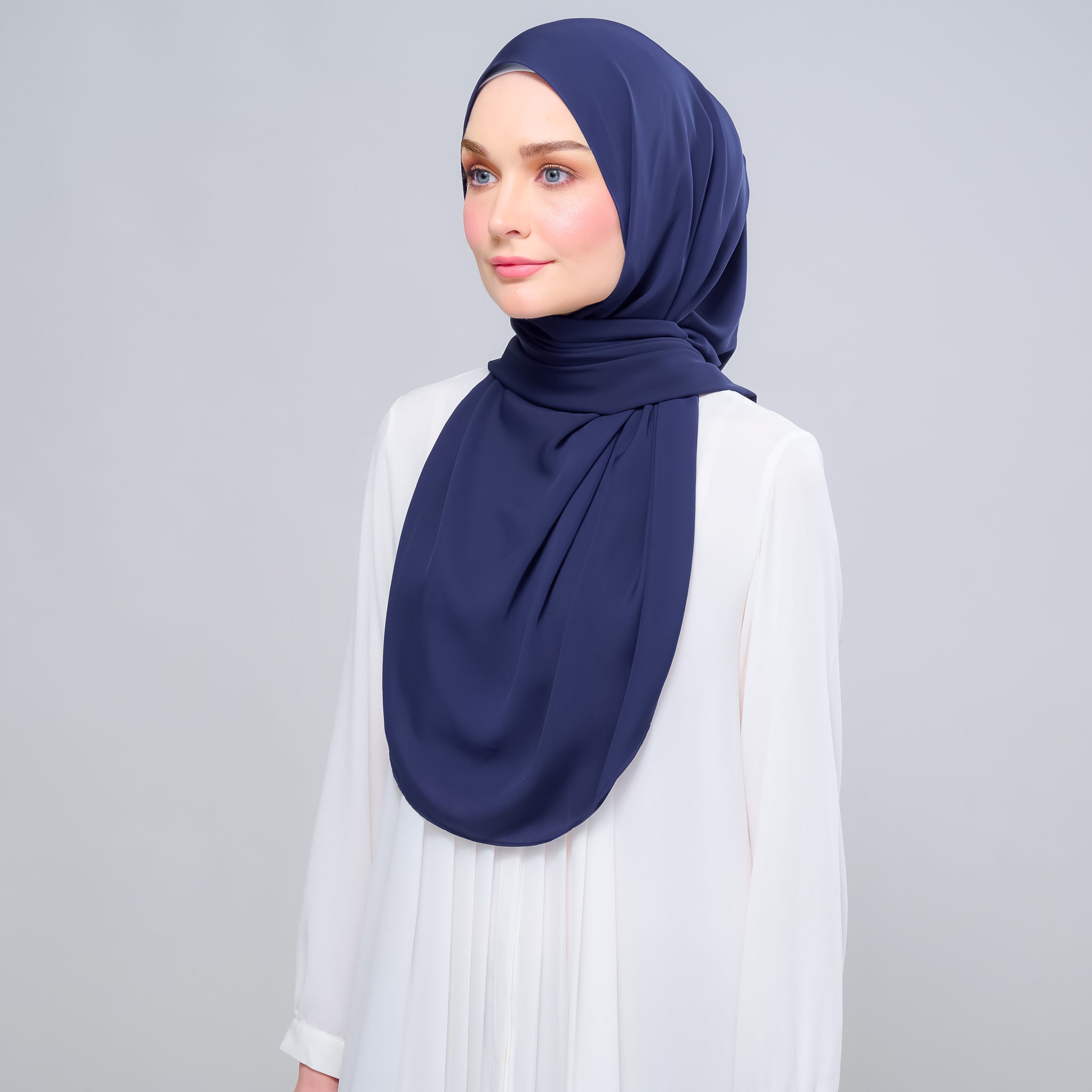 Instant Tag 'n Go Chiffon Silk Shawl - Navy Blue