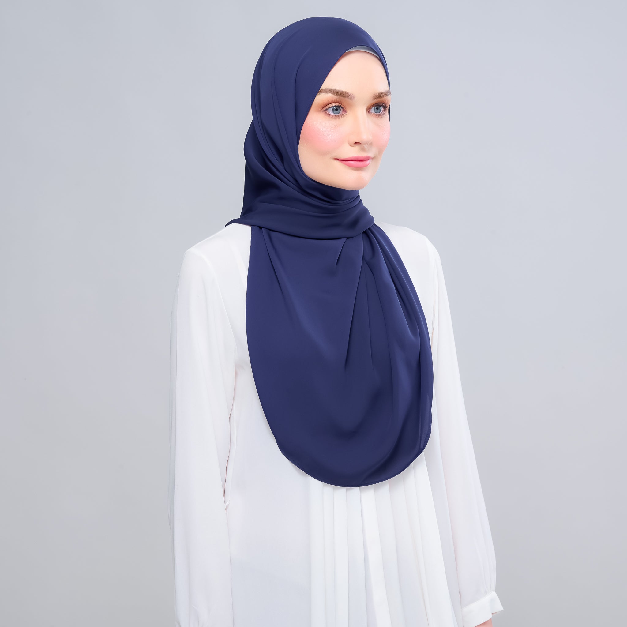 Instant Tag 'n Go Chiffon Silk Shawl - Navy Blue