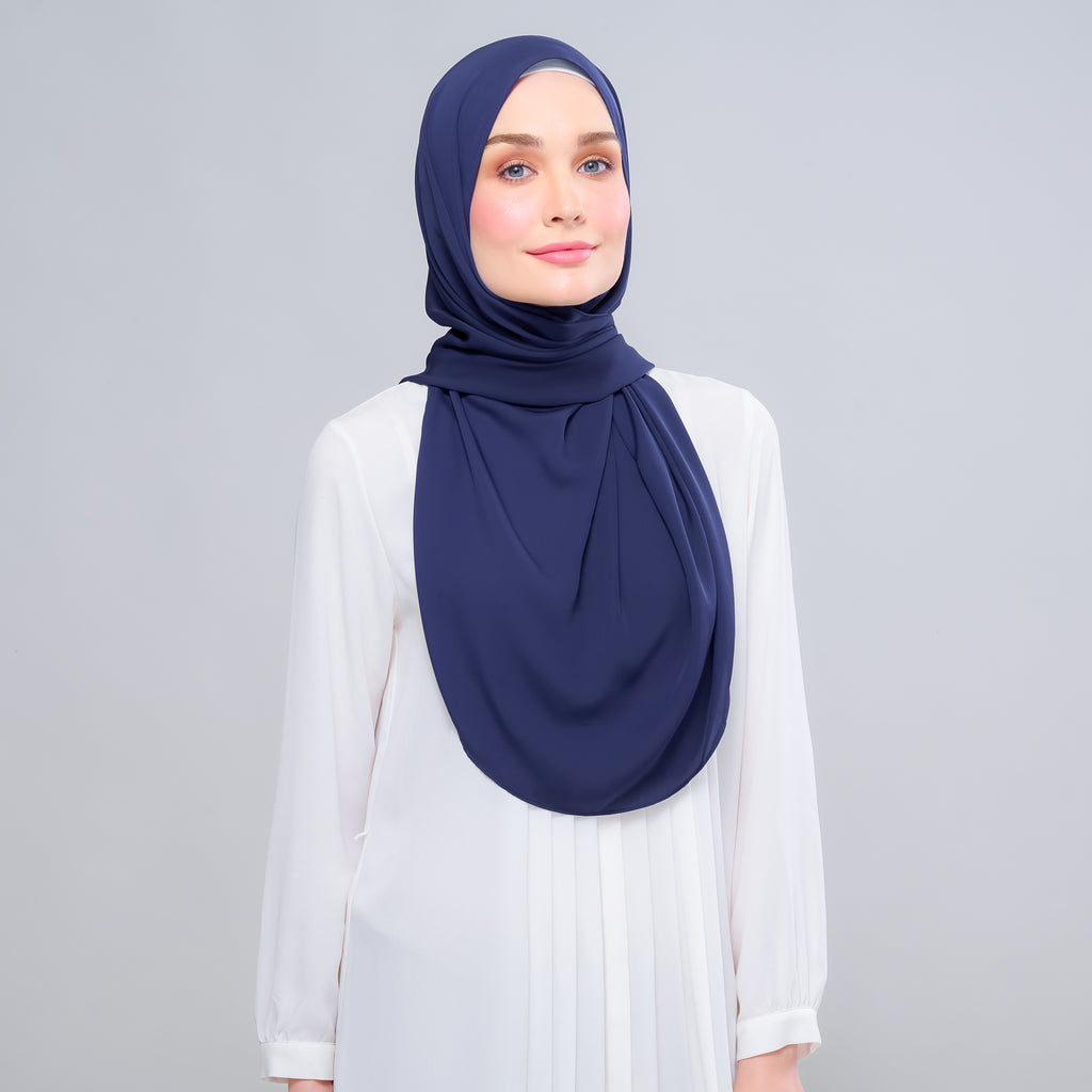 Instant Tag 'n Go Chiffon Silk Shawl - Navy Blue