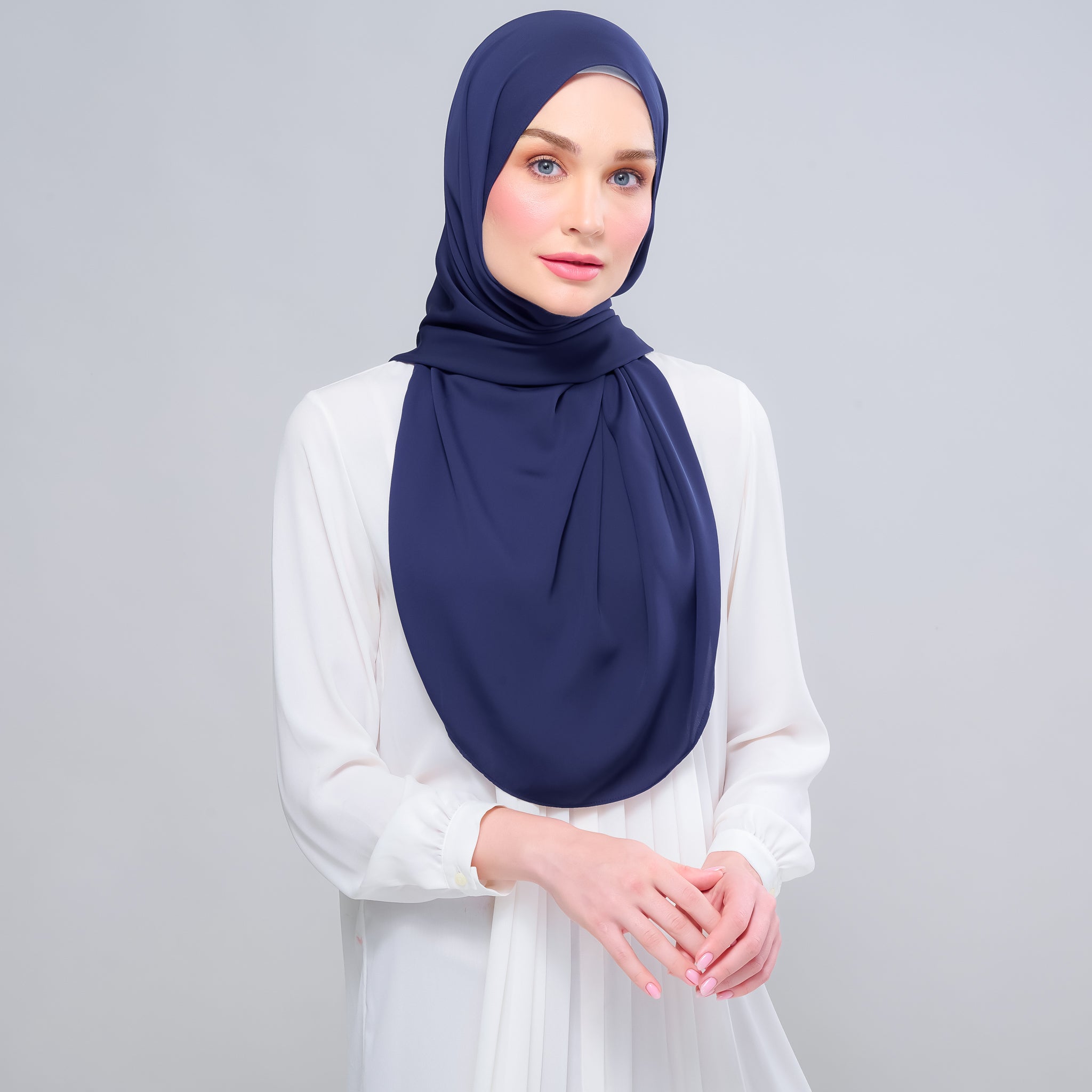 Instant Tag 'n Go Chiffon Silk Shawl - Navy Blue