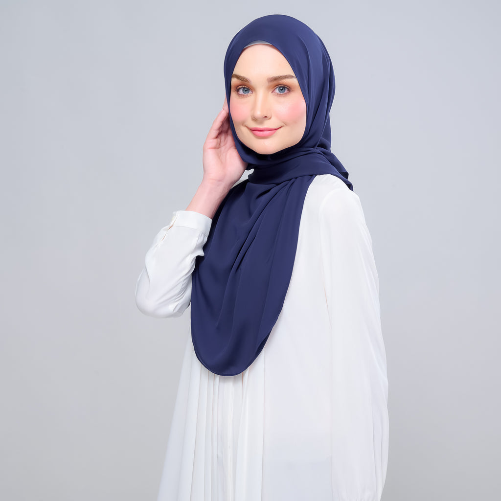 Instant Tag 'n Go Chiffon Silk Shawl - Navy Blue