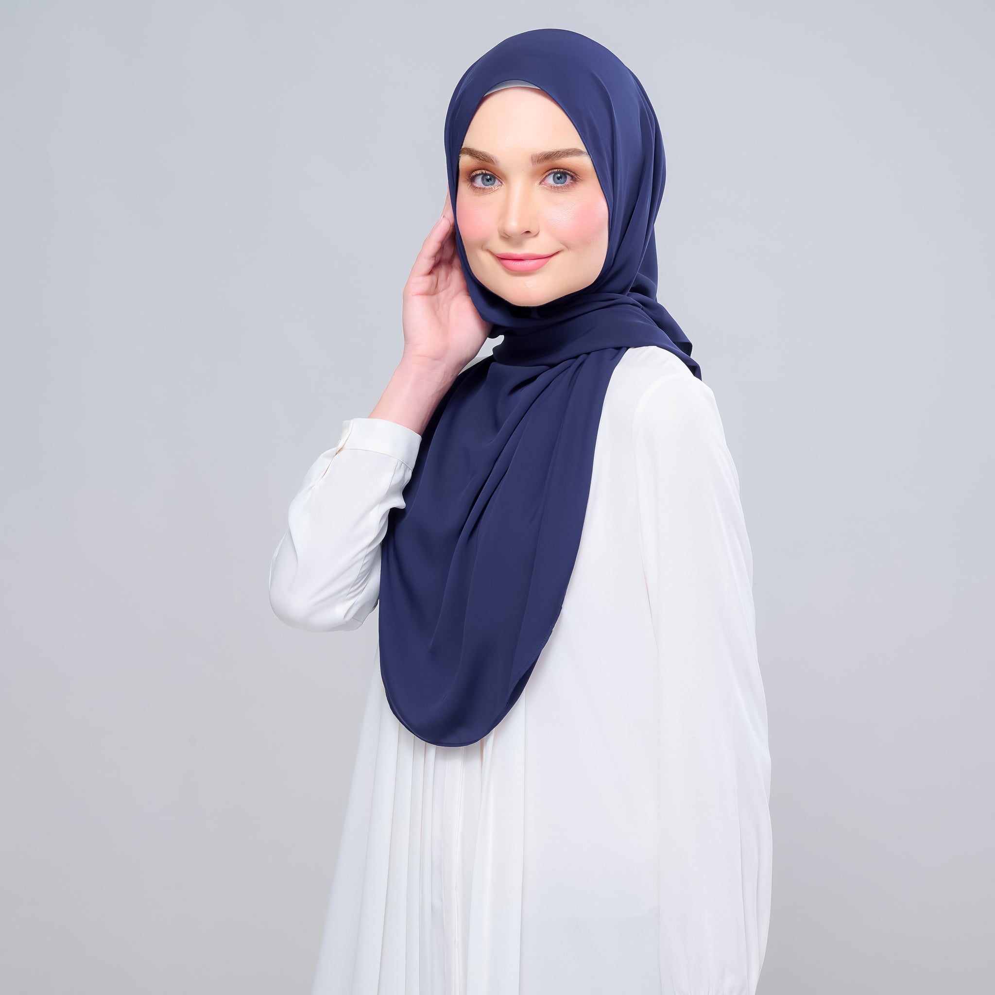 Instant Tag 'n Go Chiffon Silk Shawl - Navy Blue