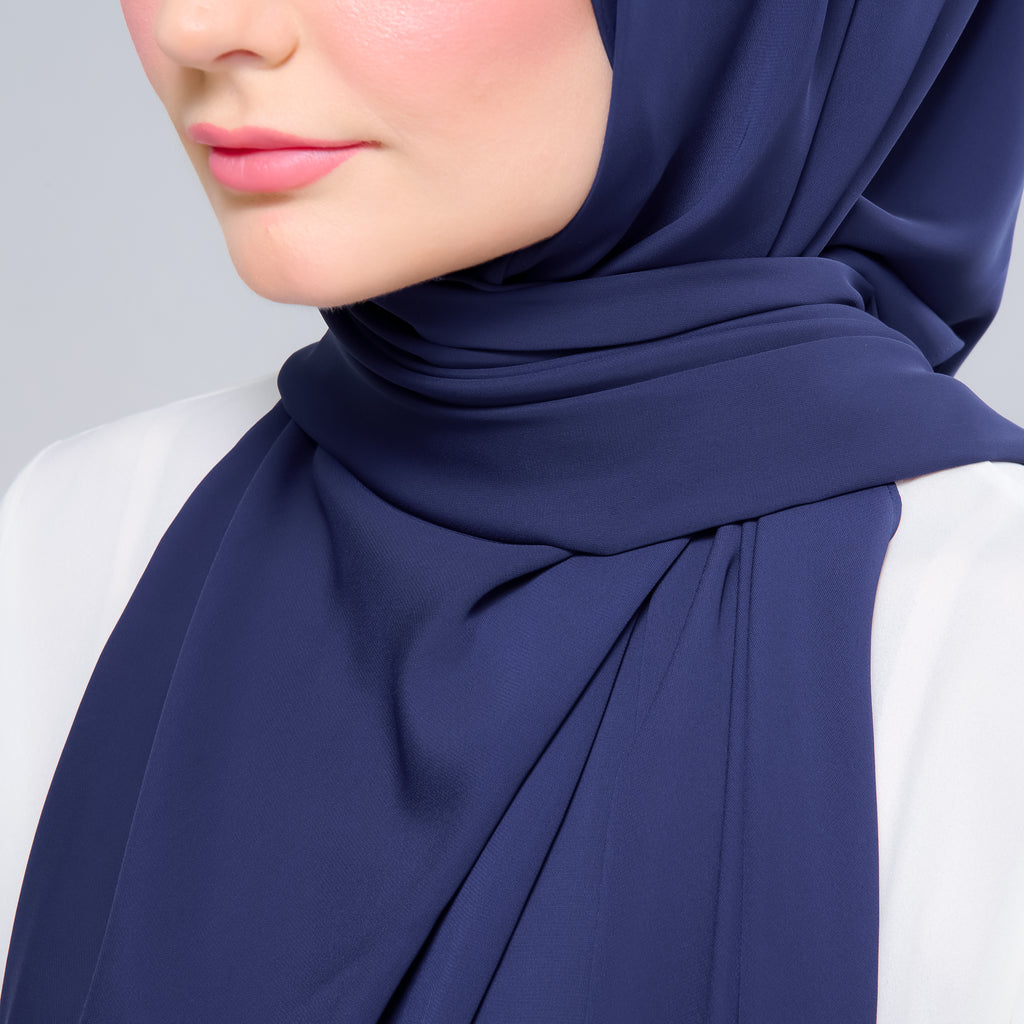 Instant Tag 'n Go Chiffon Silk Shawl - Navy Blue